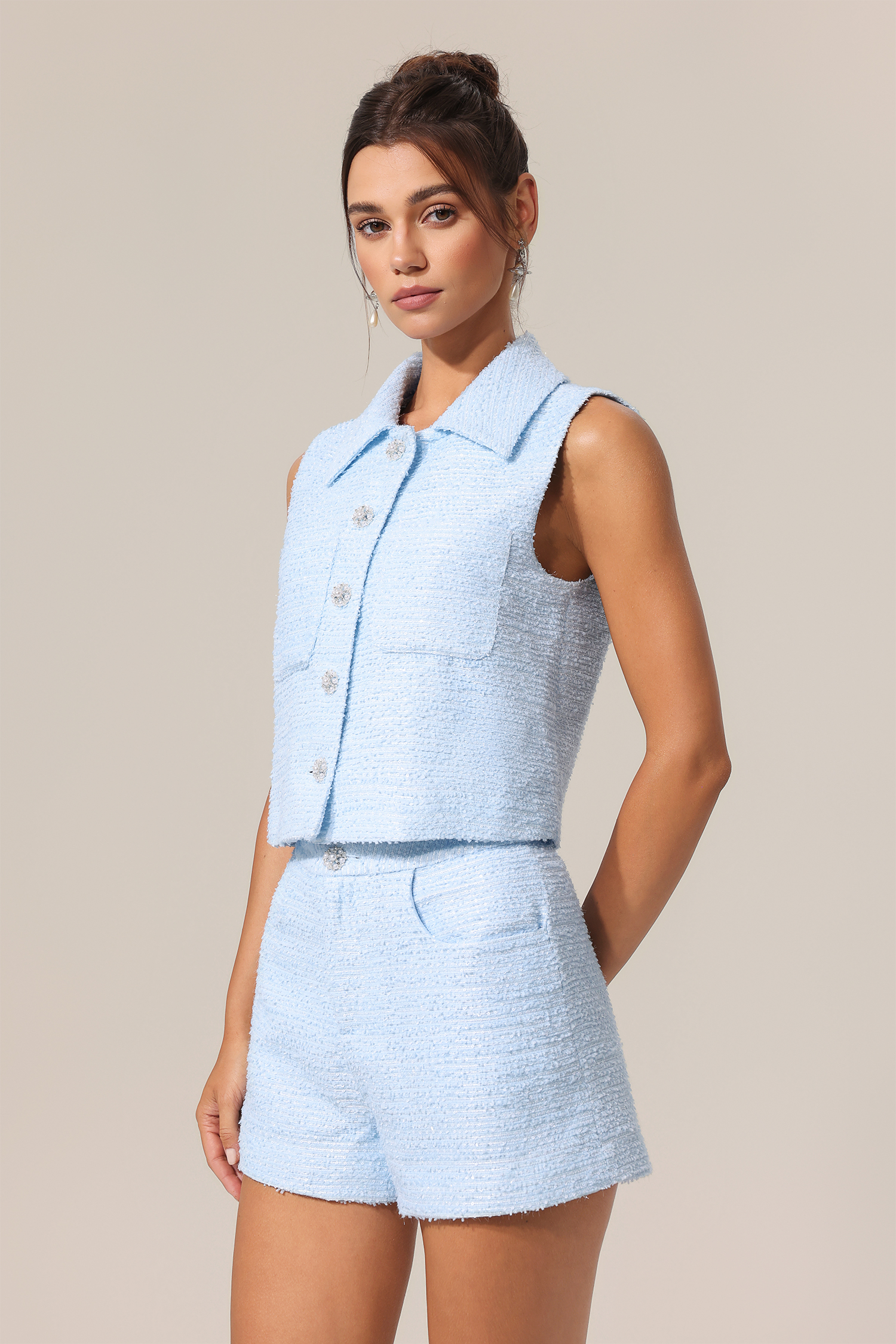 Eila Sleeveless Diamond Top And Skirt Two-Piece Set