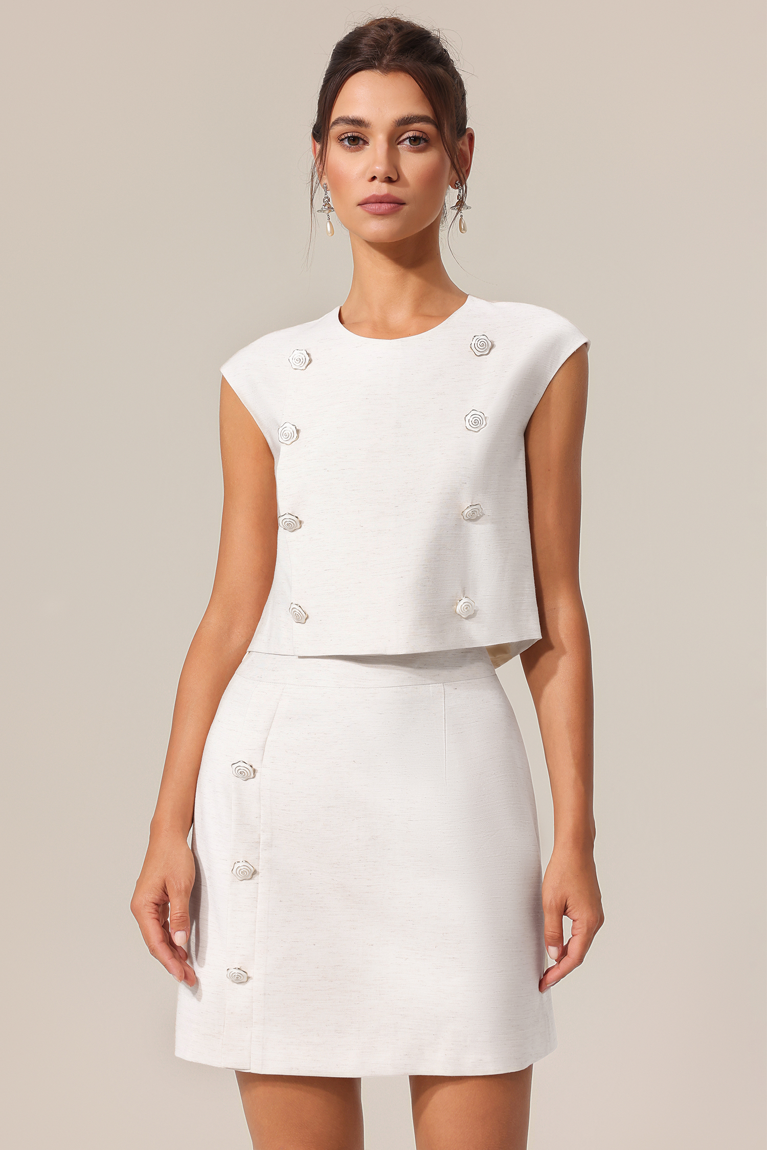 Zerasa Round Neck Sleeveless Top And Skirt Two-Piece Set