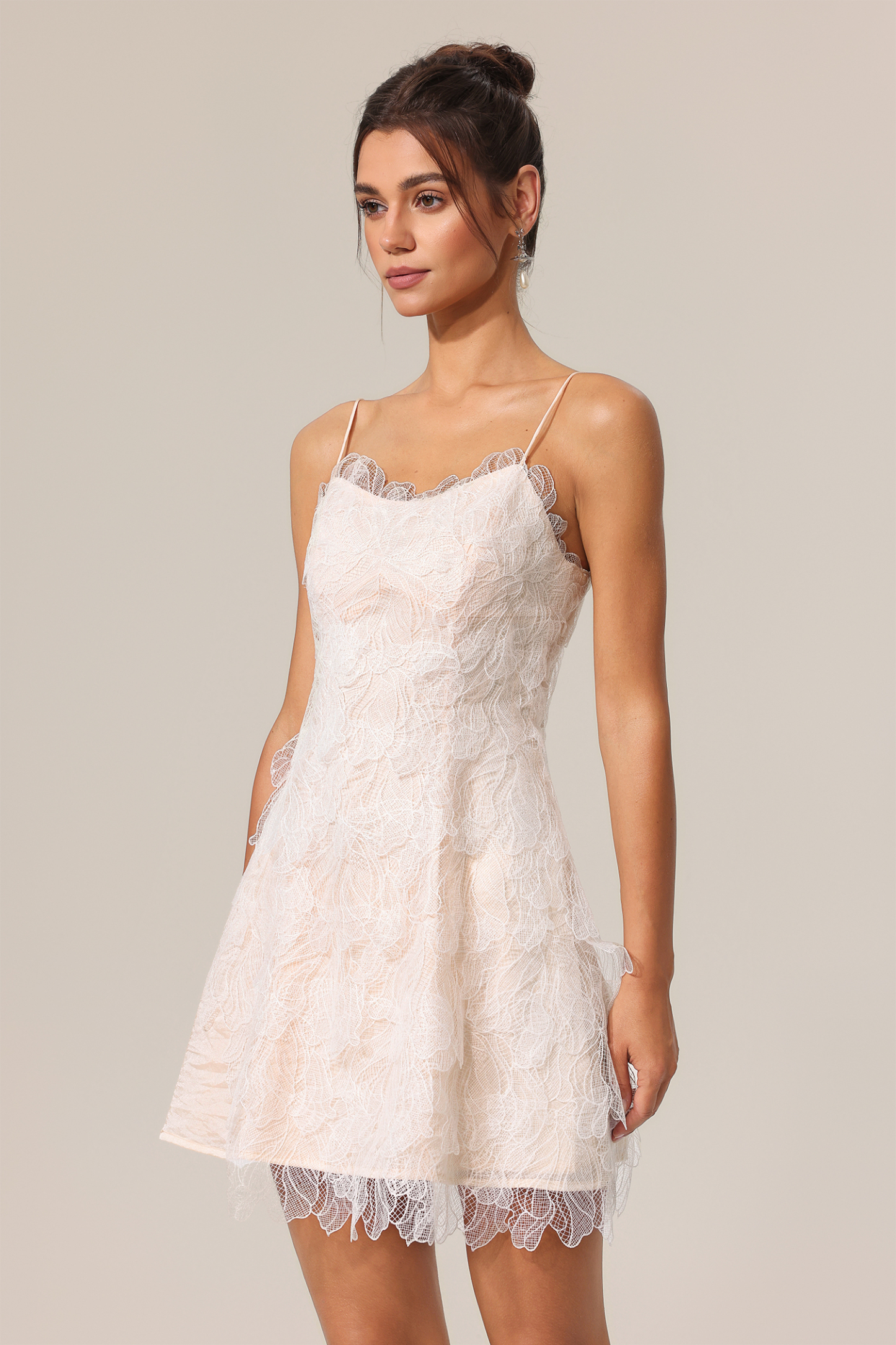 Odelia Halter Lace Mini Dress