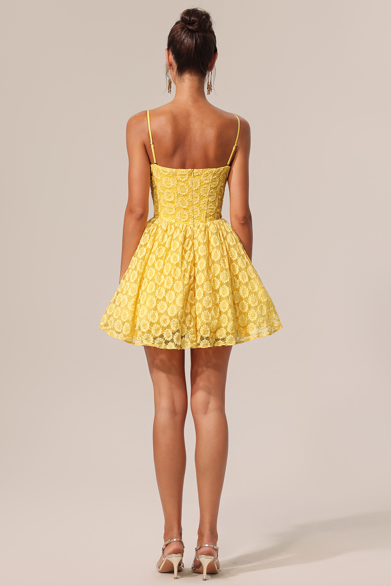 Spola Halter Flowers Lace Mini Dress