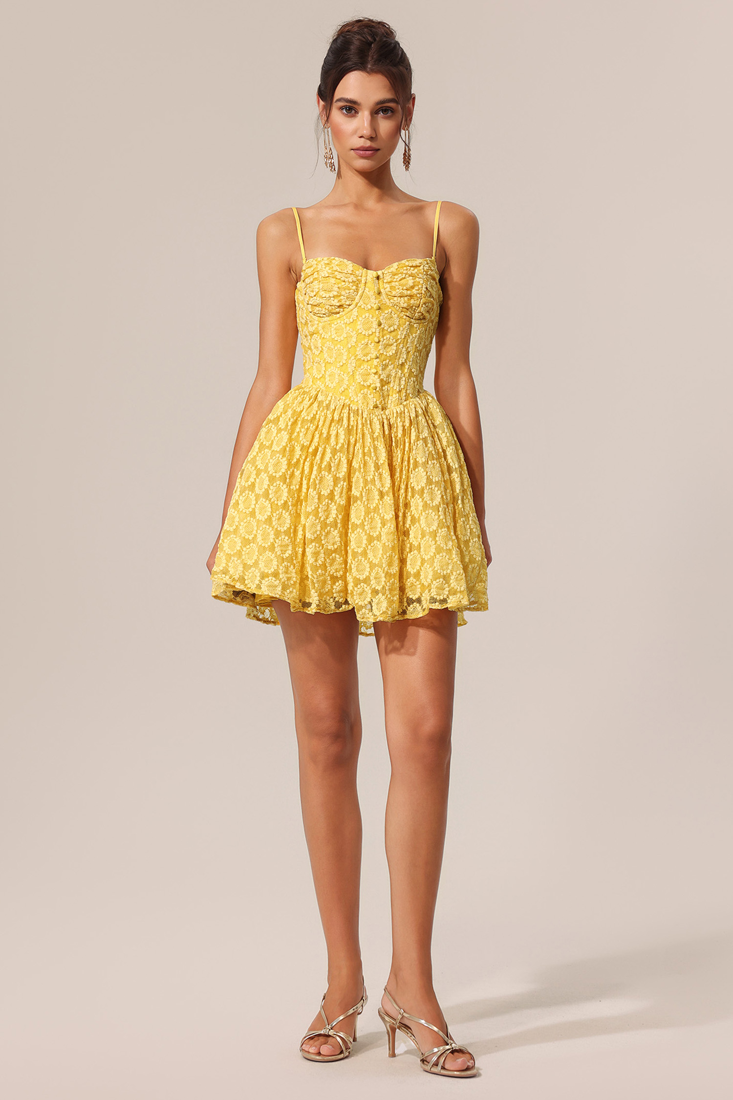 Spola Halter Flowers Lace Mini Dress
