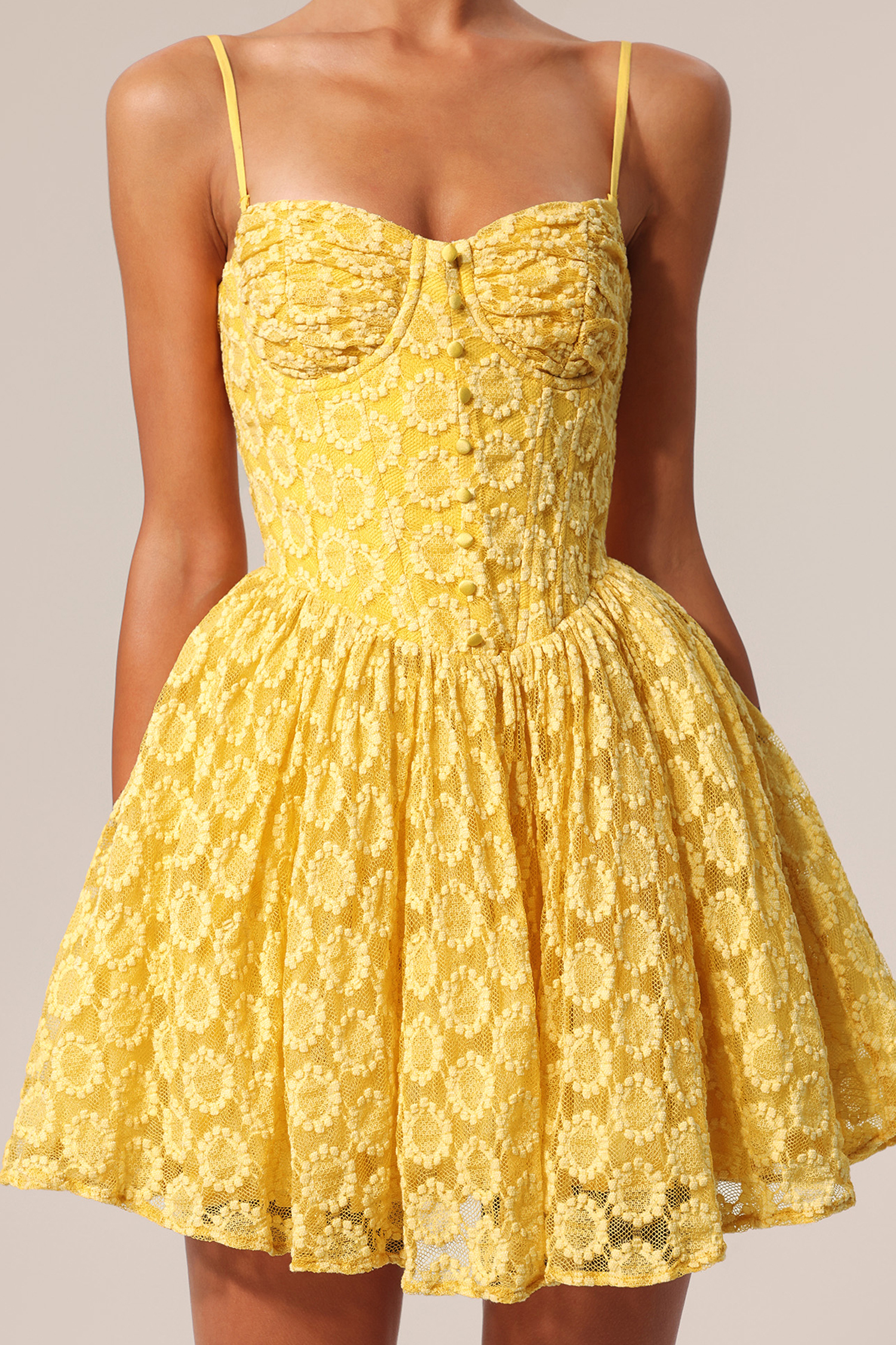 Spola Halter Flowers Lace Mini Dress