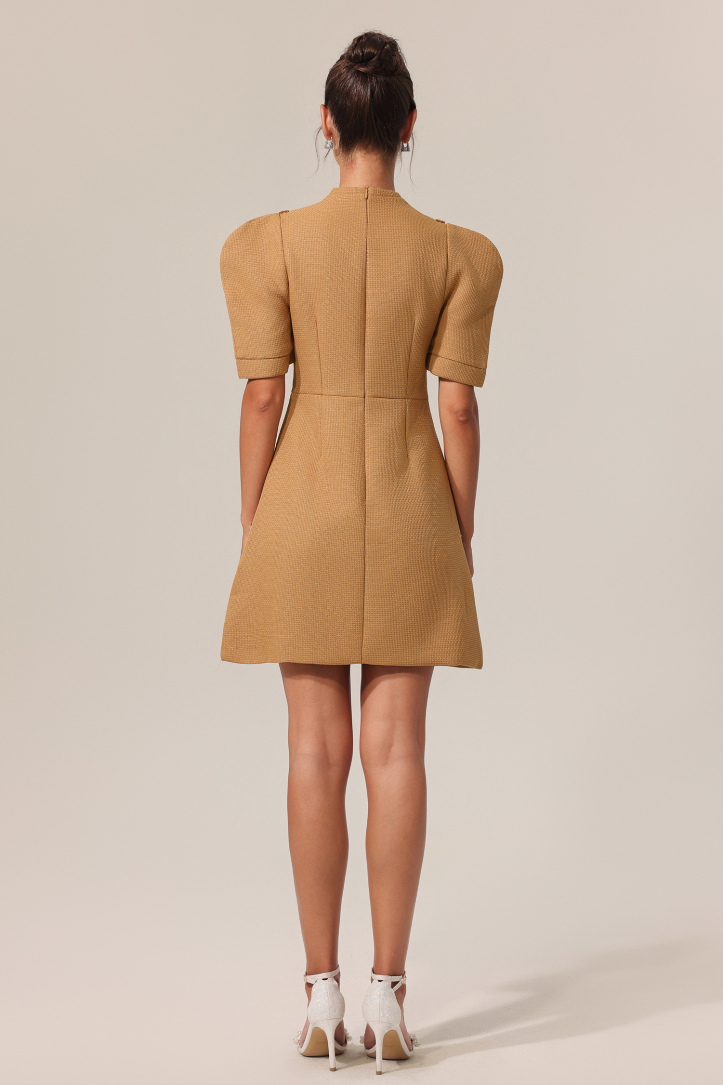 Donnica V-Neck Short Sleeves Hollow Out Mini Dress