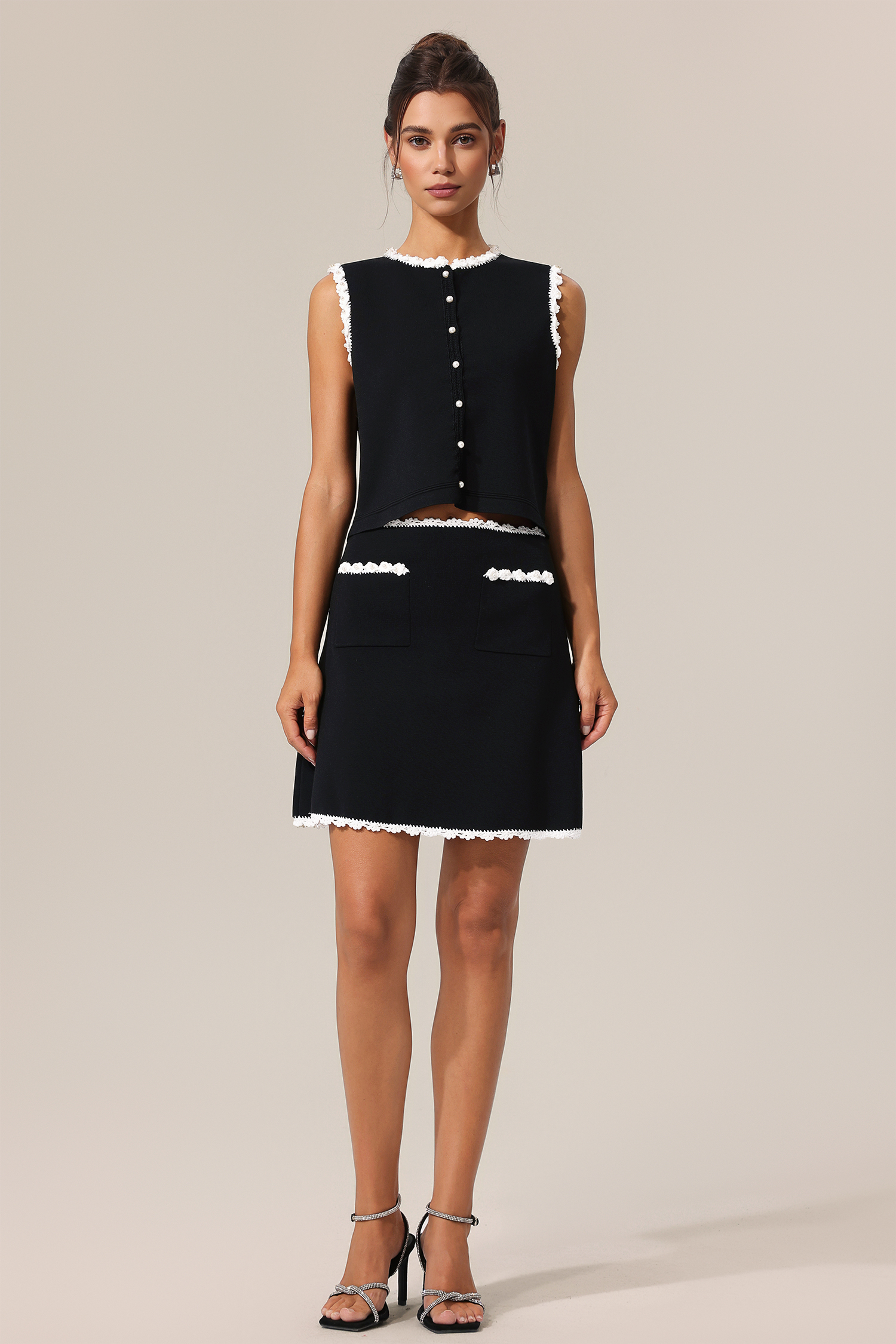 Lasa Round Neck Sleeveless Top And Skirt Two-Piece Set