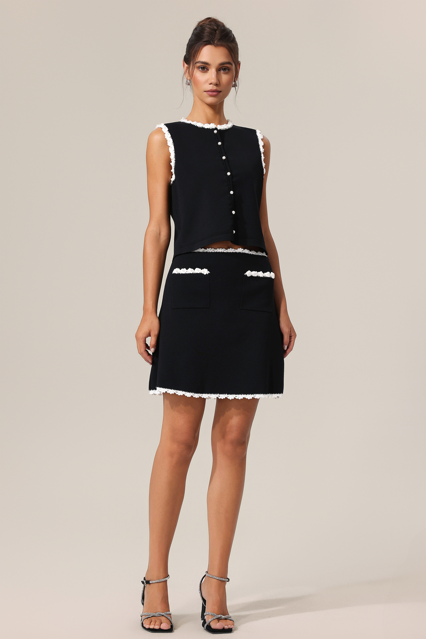Lasa Round Neck Sleeveless Top And Skirt Two-Piece Set