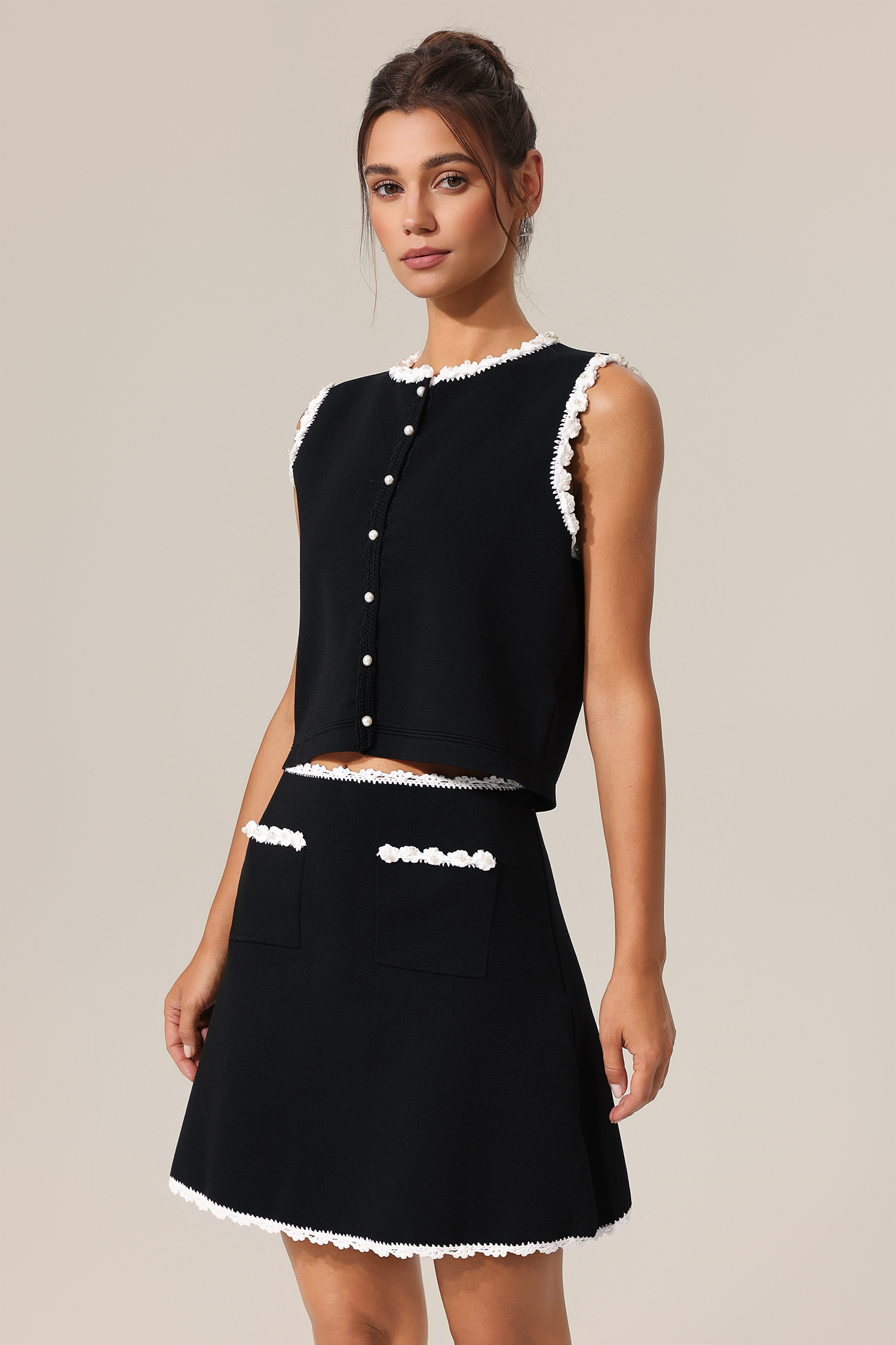Lasa Round Neck Sleeveless Top And Skirt Two-Piece Set