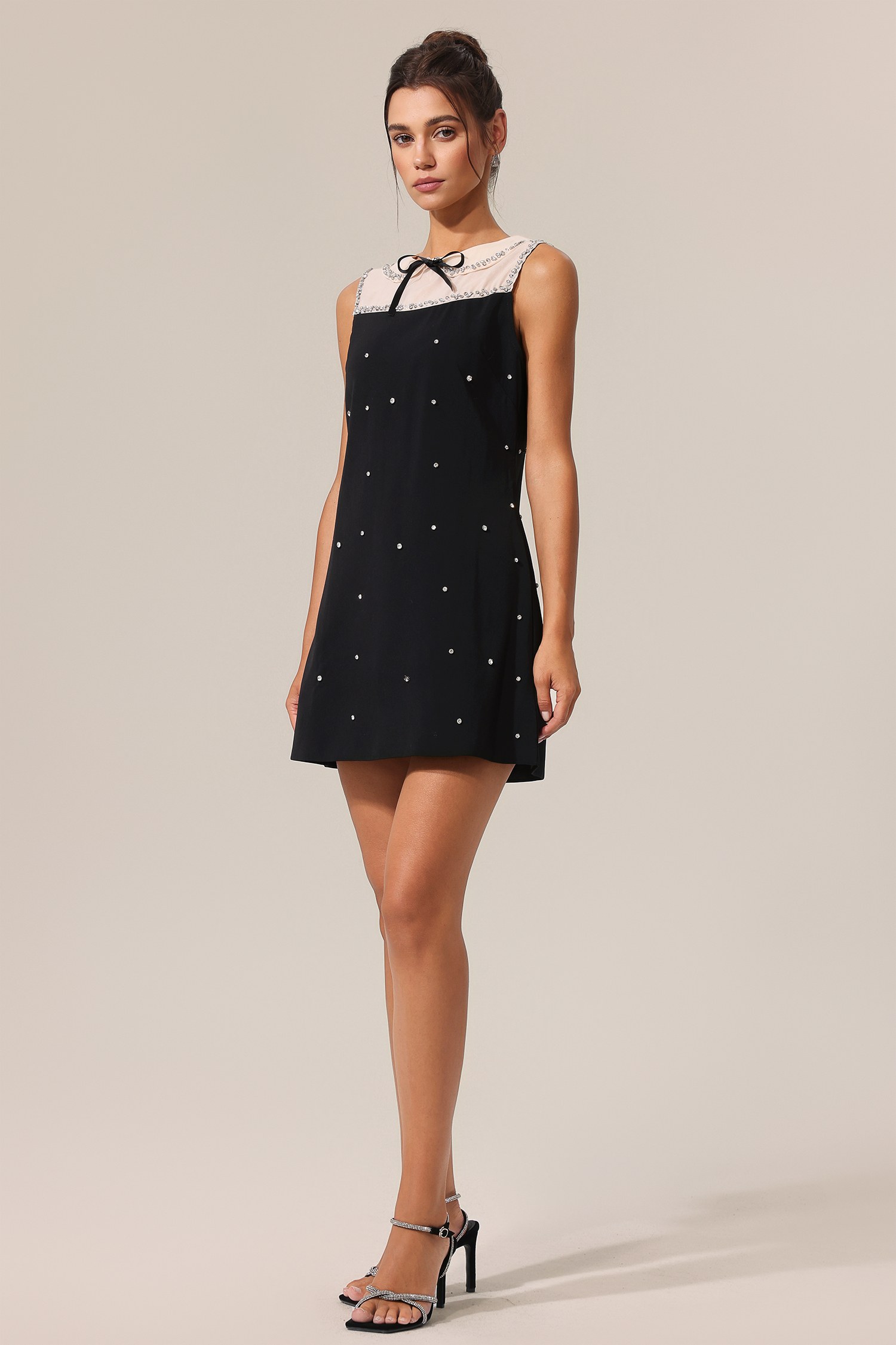 Stacy Bowknot Sleeveless Diamond Mini Dress