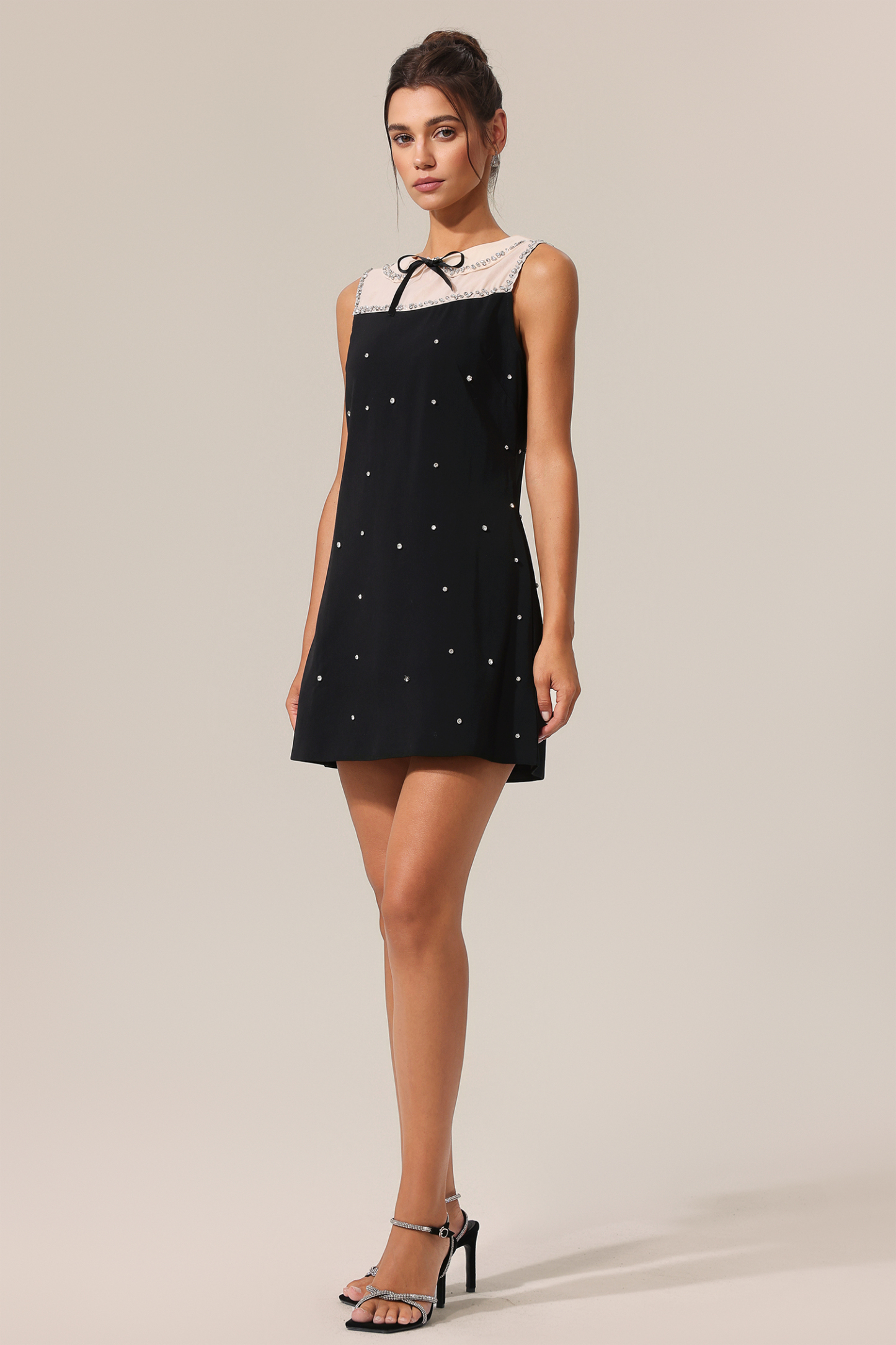 Stacy Bowknot Sleeveless Diamond Mini Dress