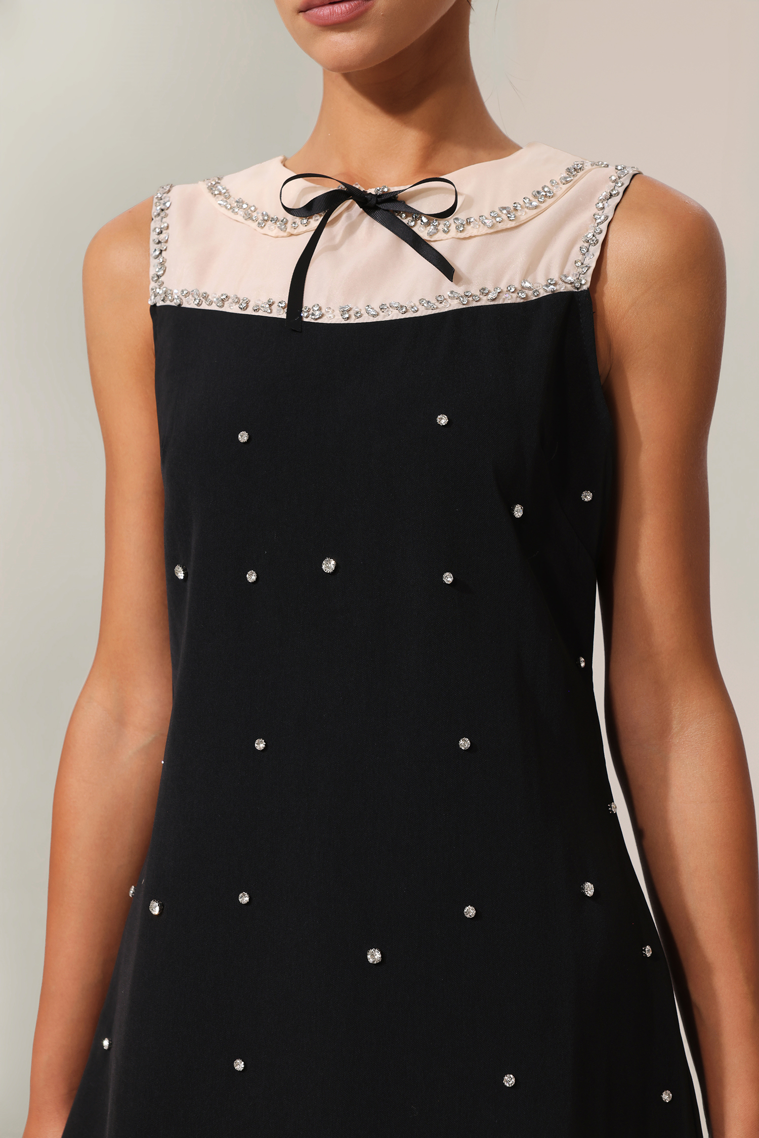 Stacy Bowknot Sleeveless Diamond Mini Dress