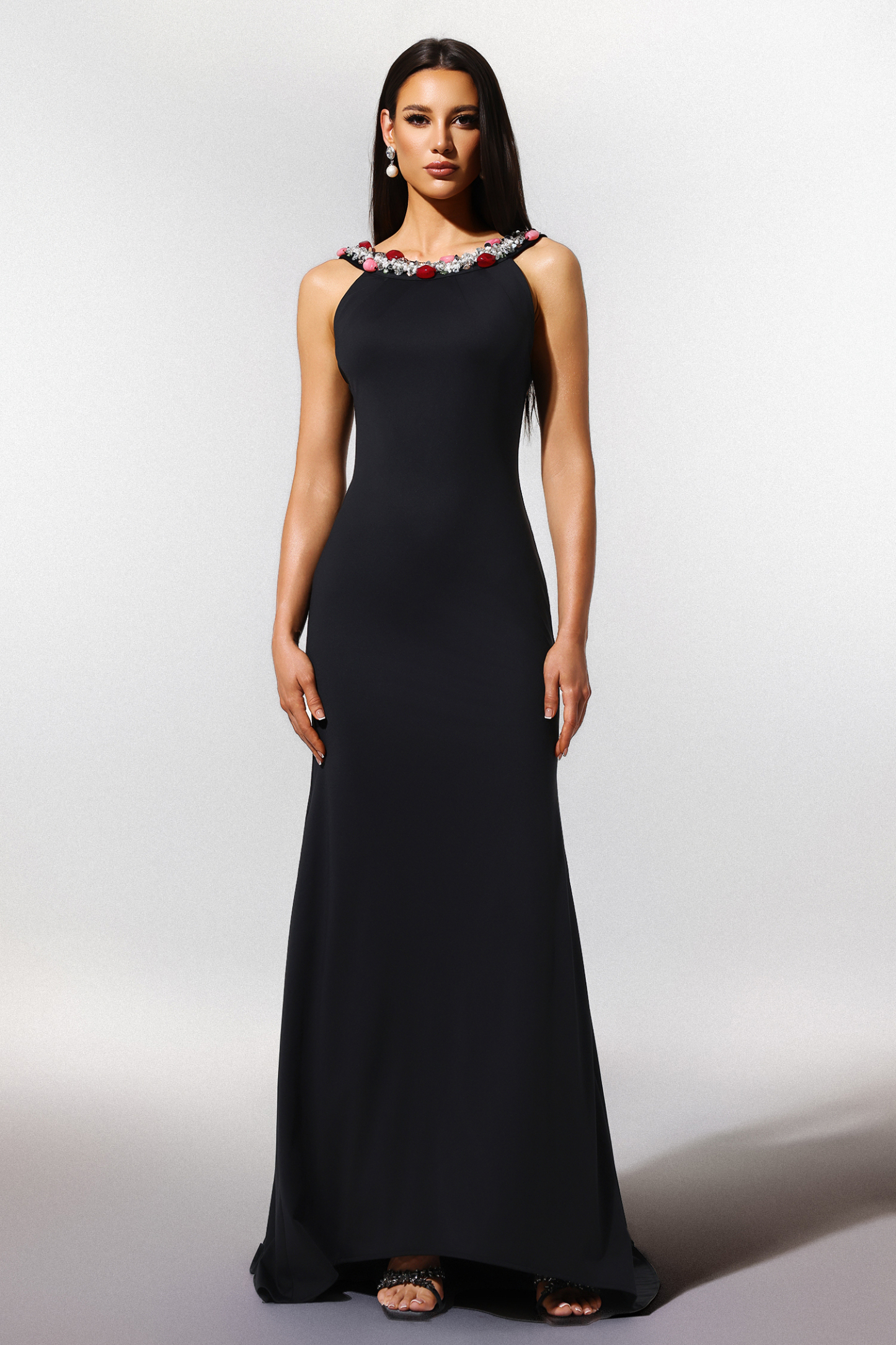 Hedar Sleeveless Backless Sequins Maxi Dress