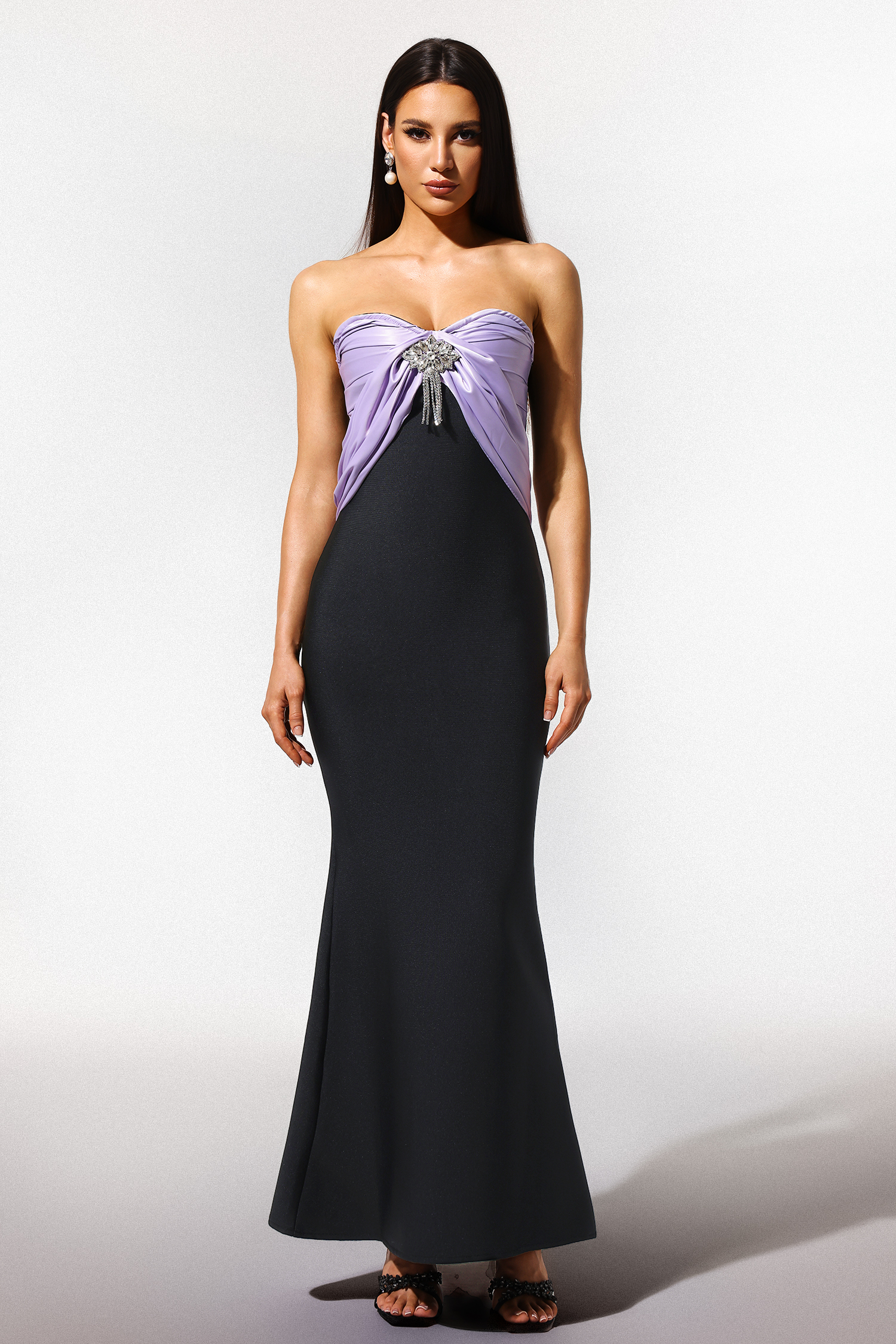 Rania Sleeveless Diamond Fish Tail Bandage Maxi Dress