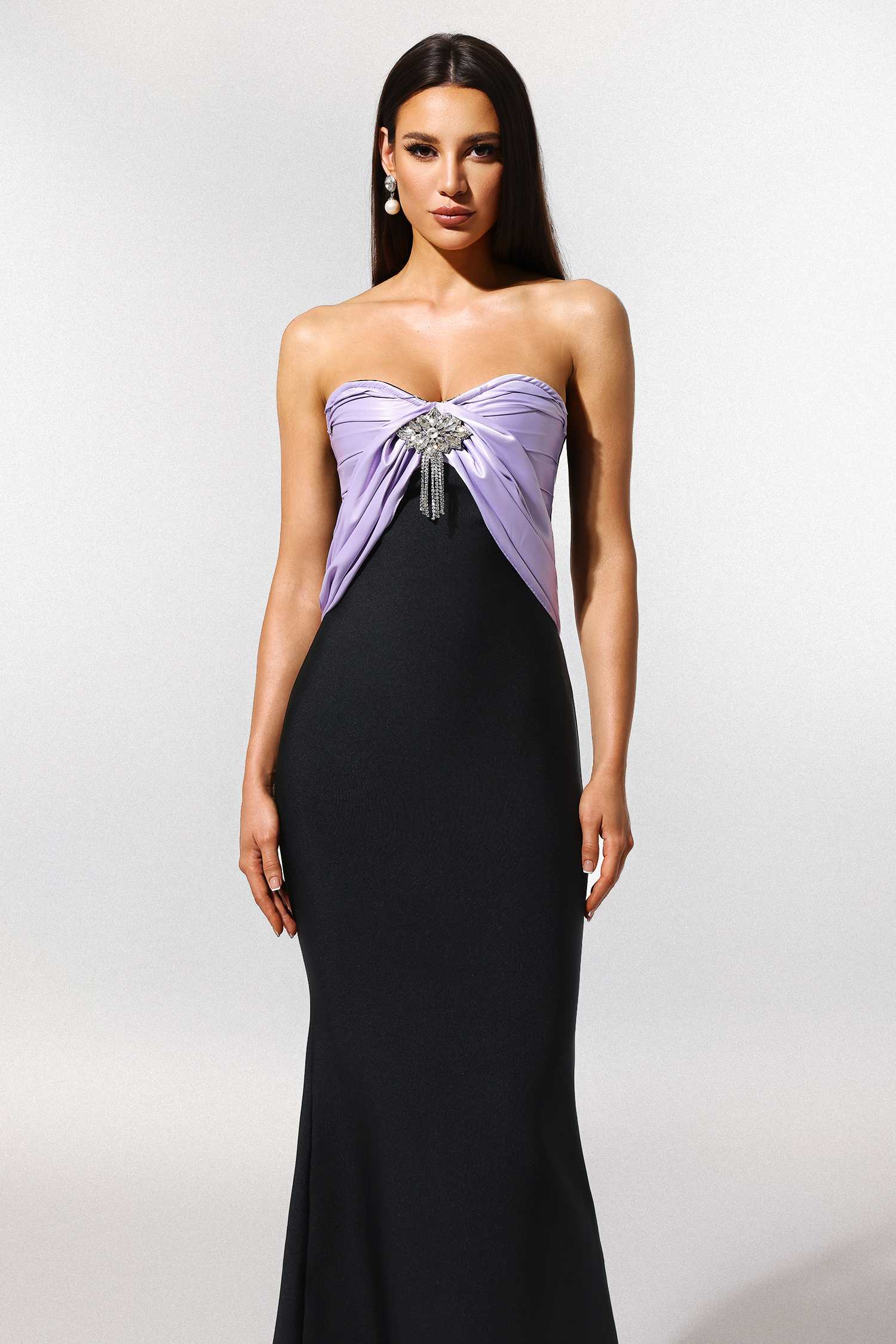 Rania Sleeveless Diamond Fish Tail Bandage Maxi Dress