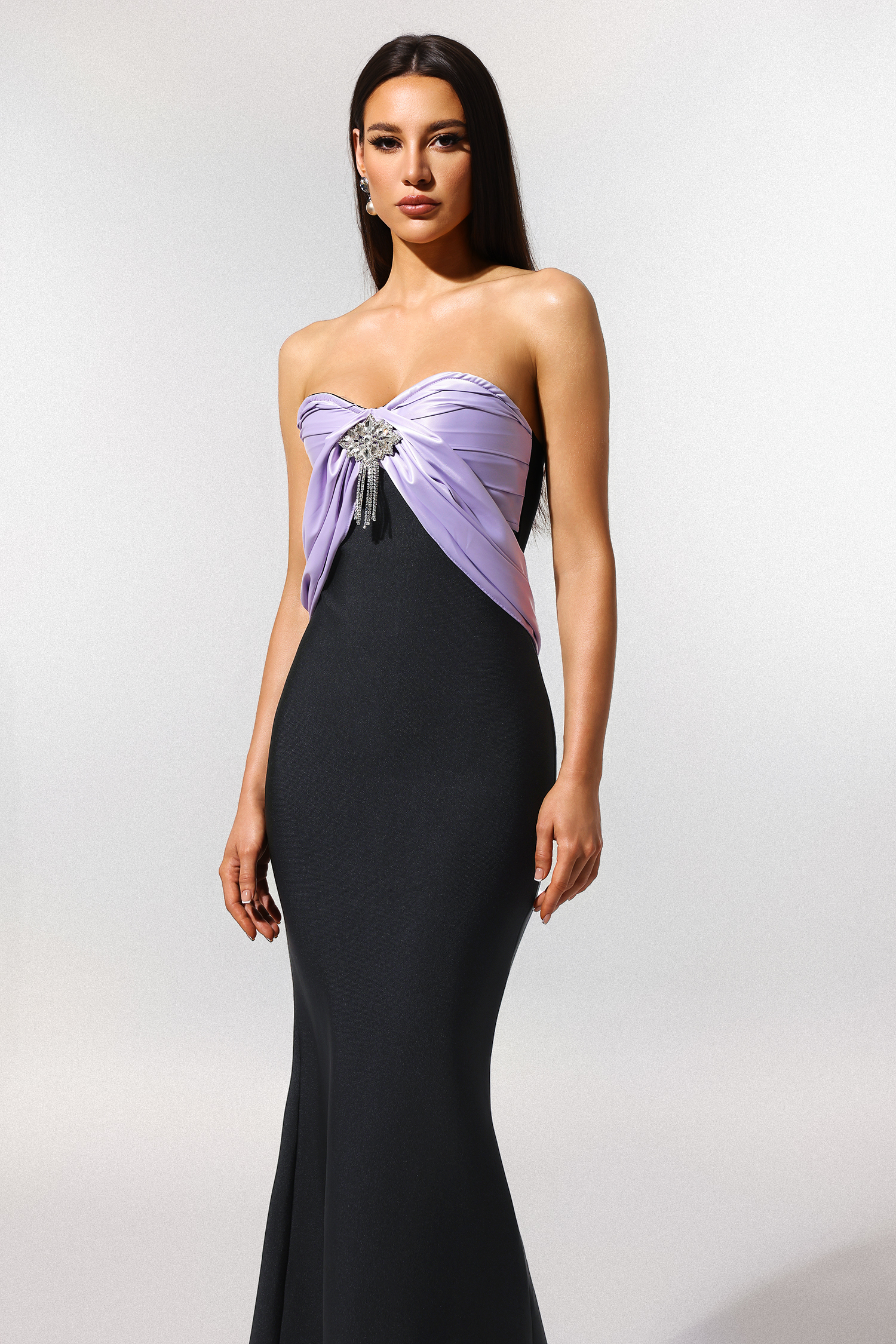 Rania Sleeveless Diamond Fish Tail Bandage Maxi Dress