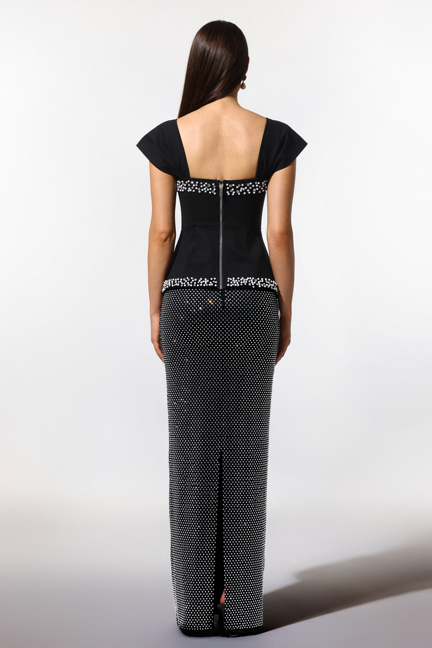 Vercia Off-The-Shoulder Diamond Bandage Maxi Dress