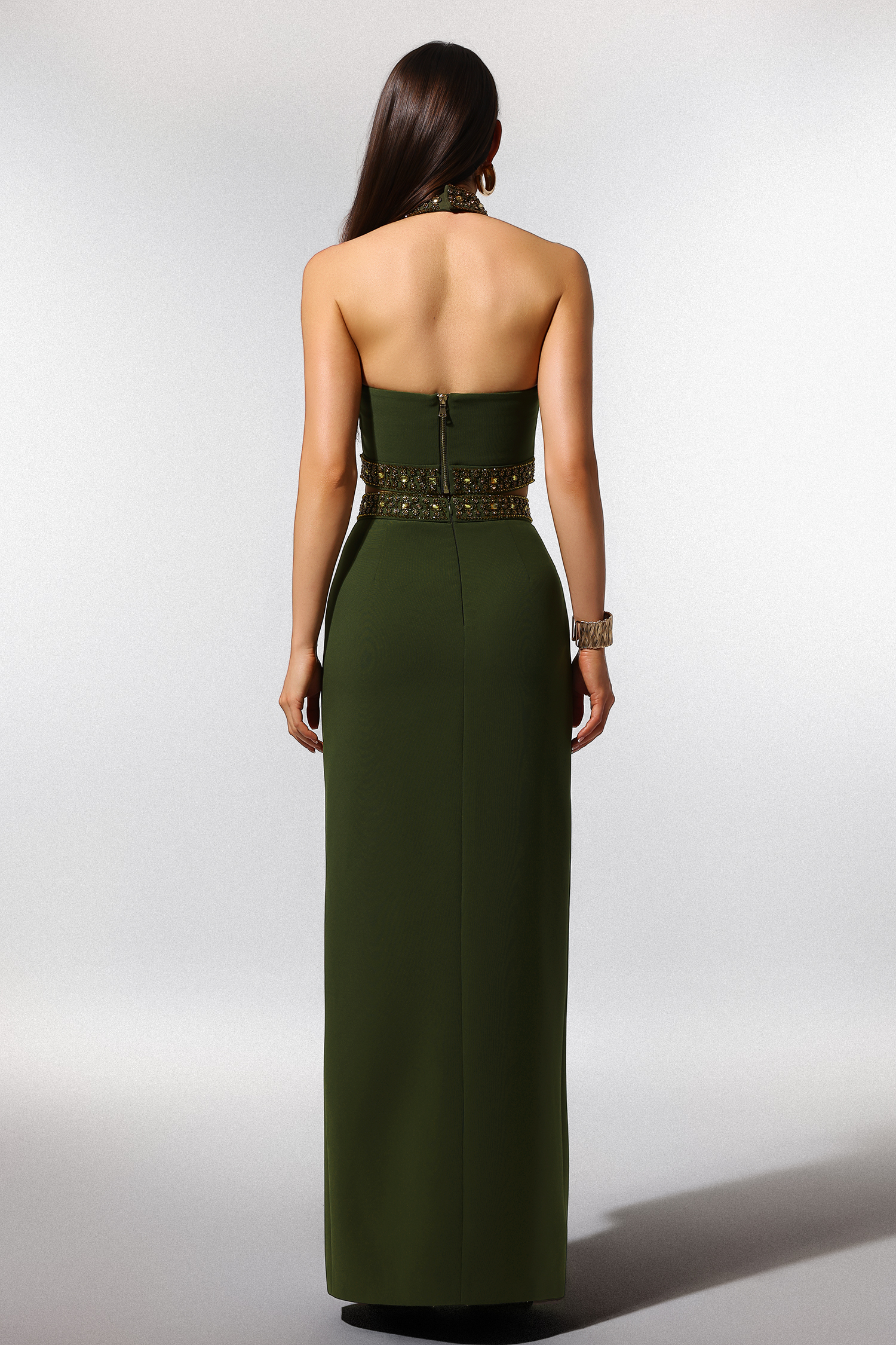 Shaha Halter Sleeveless Diamond Slit Maxi Two Piece Set