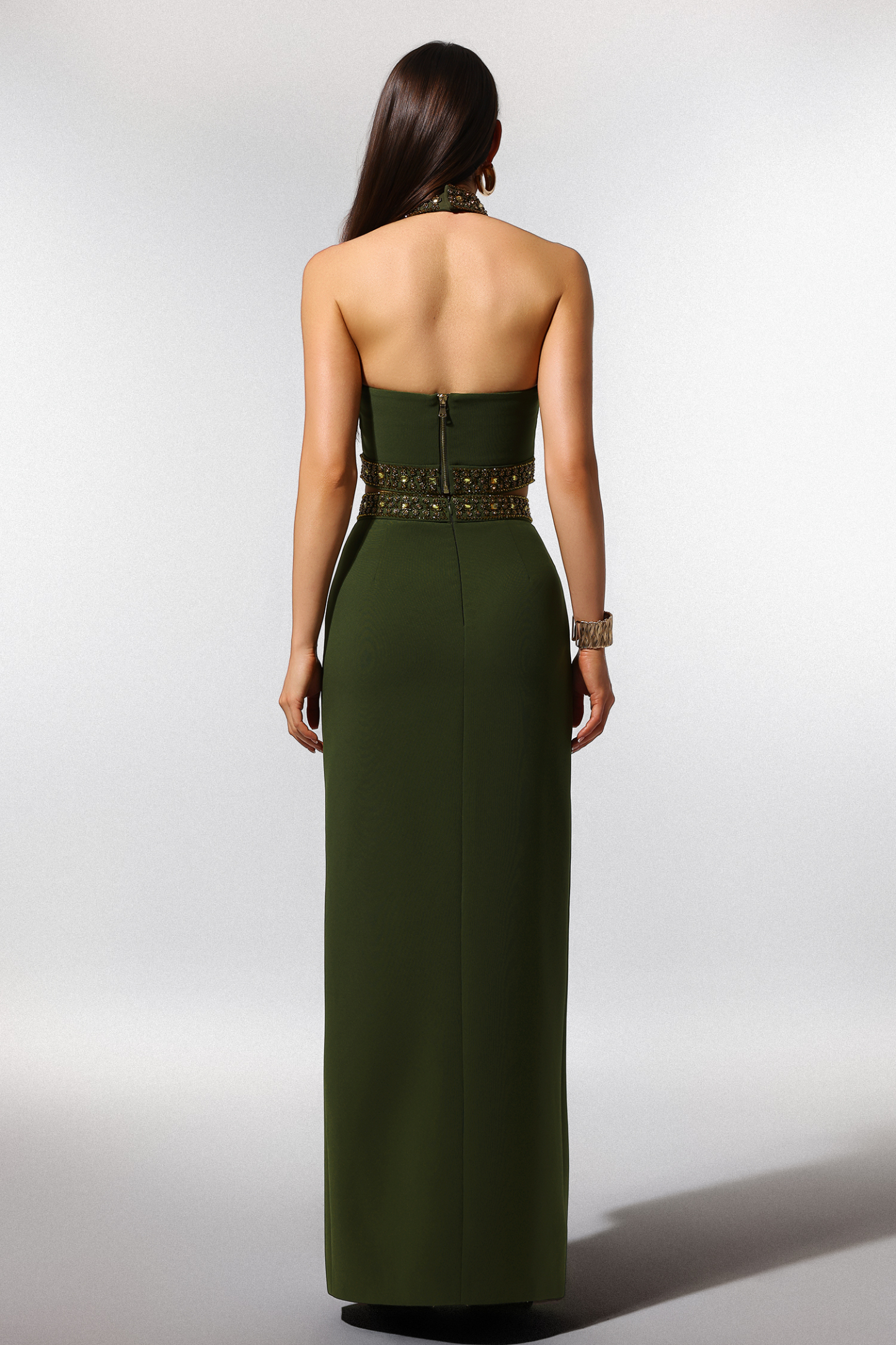 Shaha Halter Sleeveless Diamond Slit Maxi Two Piece Set