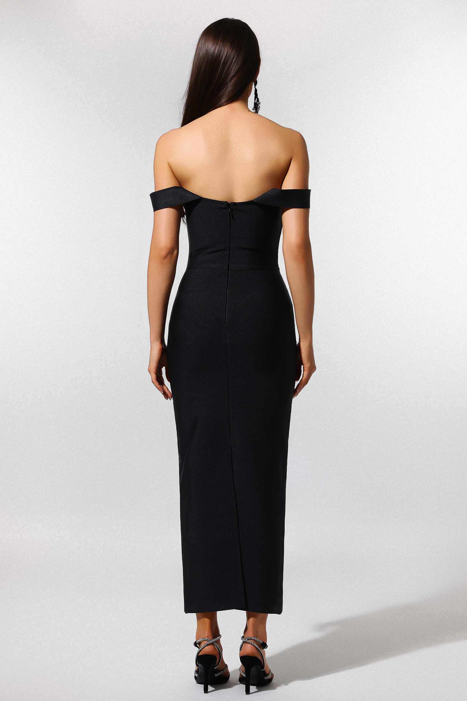 Hatice Off-The-Shoulder Diamond Bandage Maxi Dress