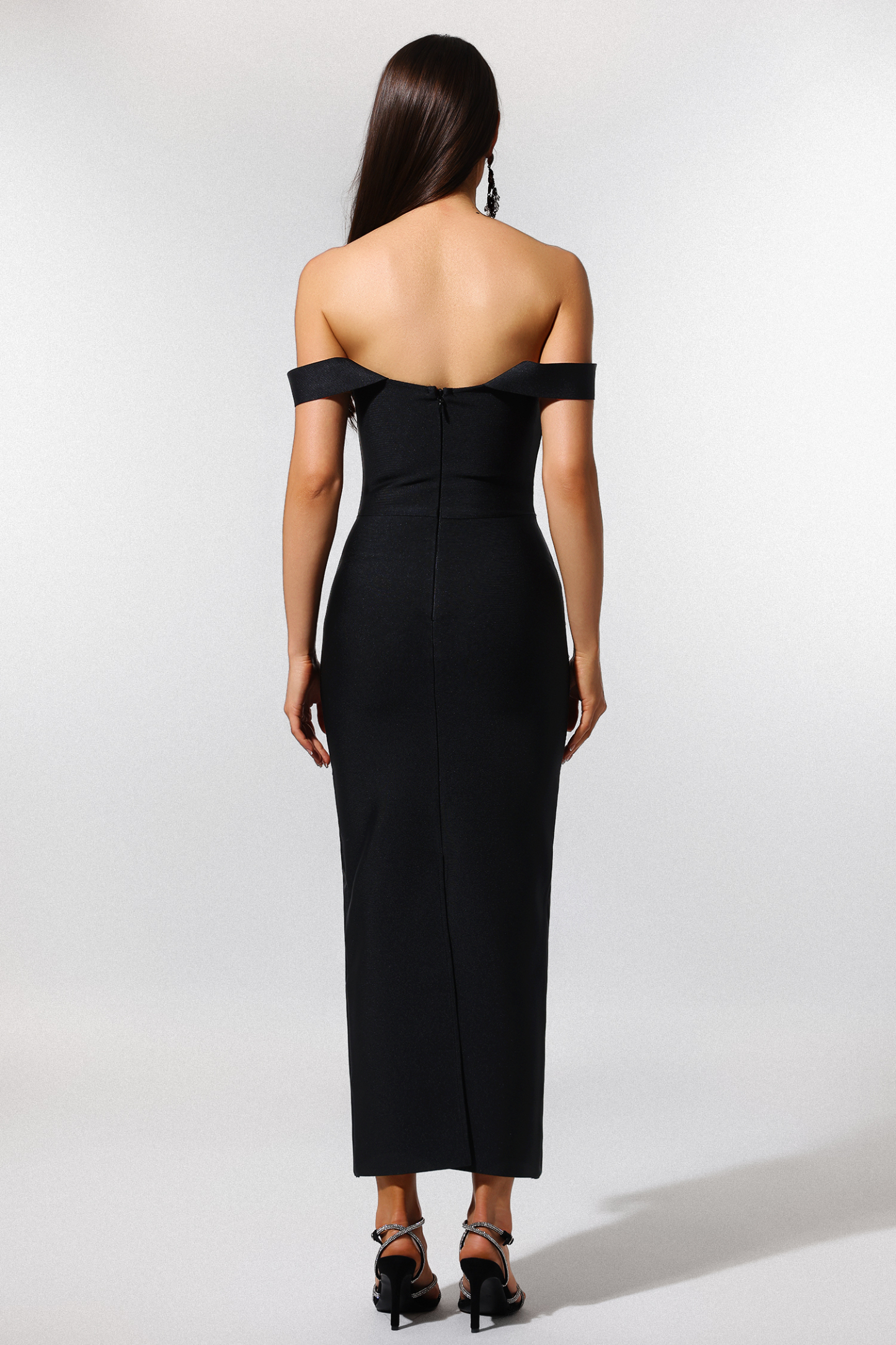 Hatice Off-The-Shoulder Diamond Bandage Maxi Dress