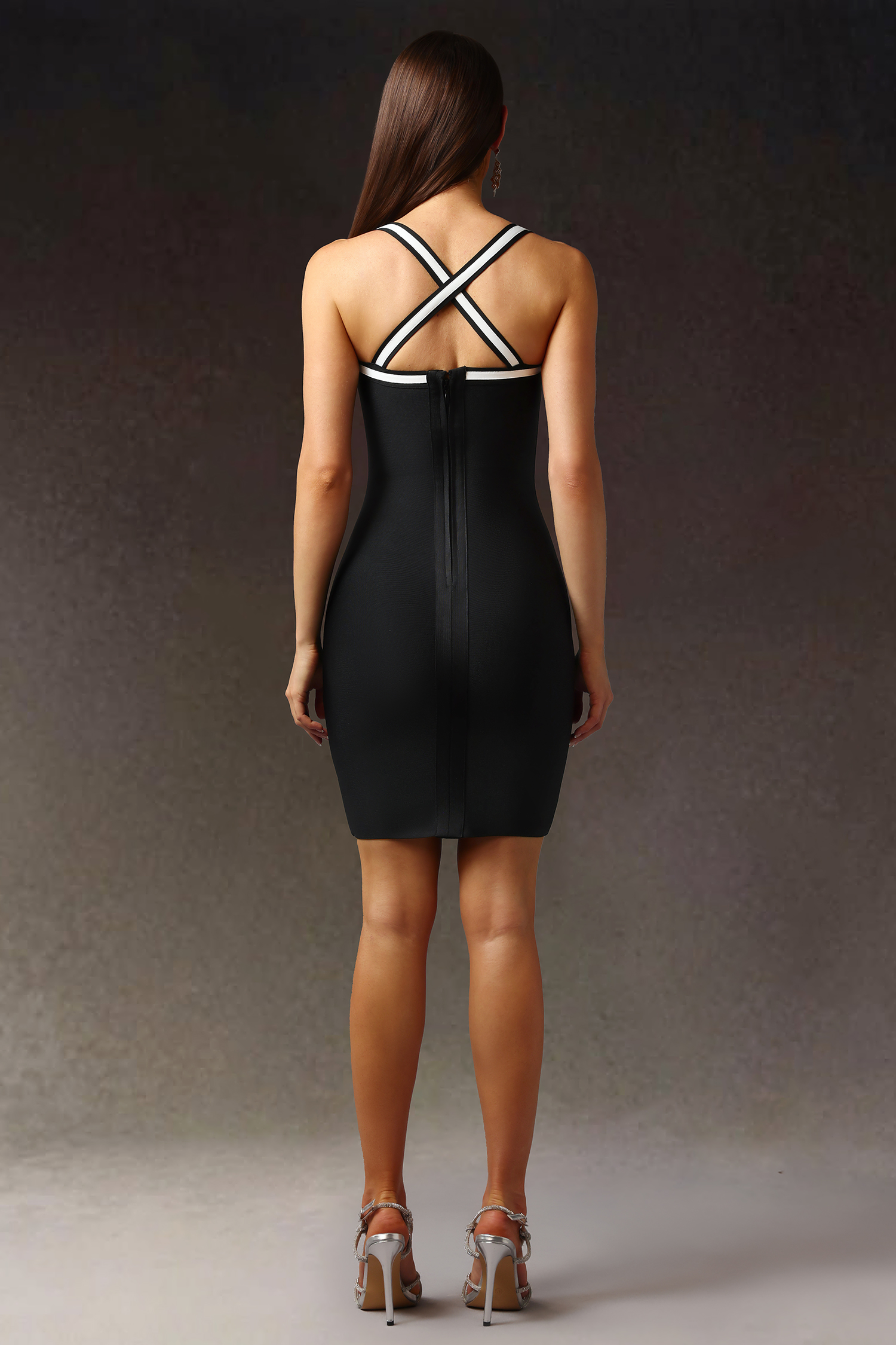 Lizbet Sleeveless Stripes Bandage Mini Dress