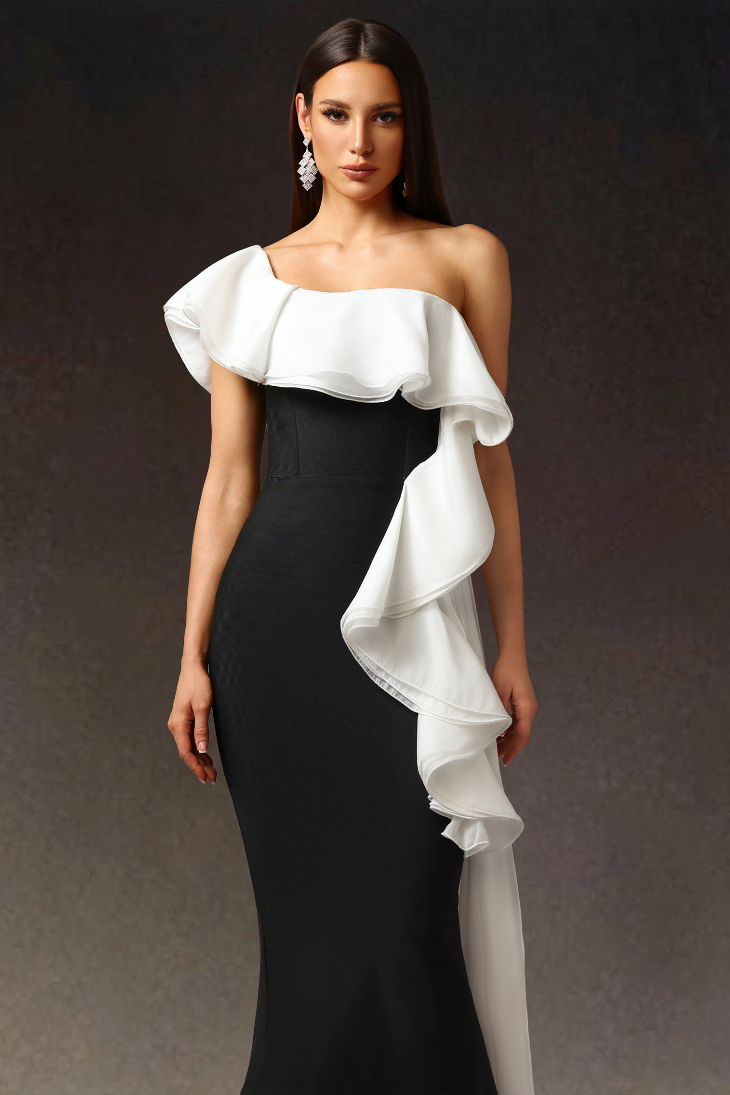 Fifer Sleeveless Off-The-Shoulder Flounce Bandage Maxi Dress