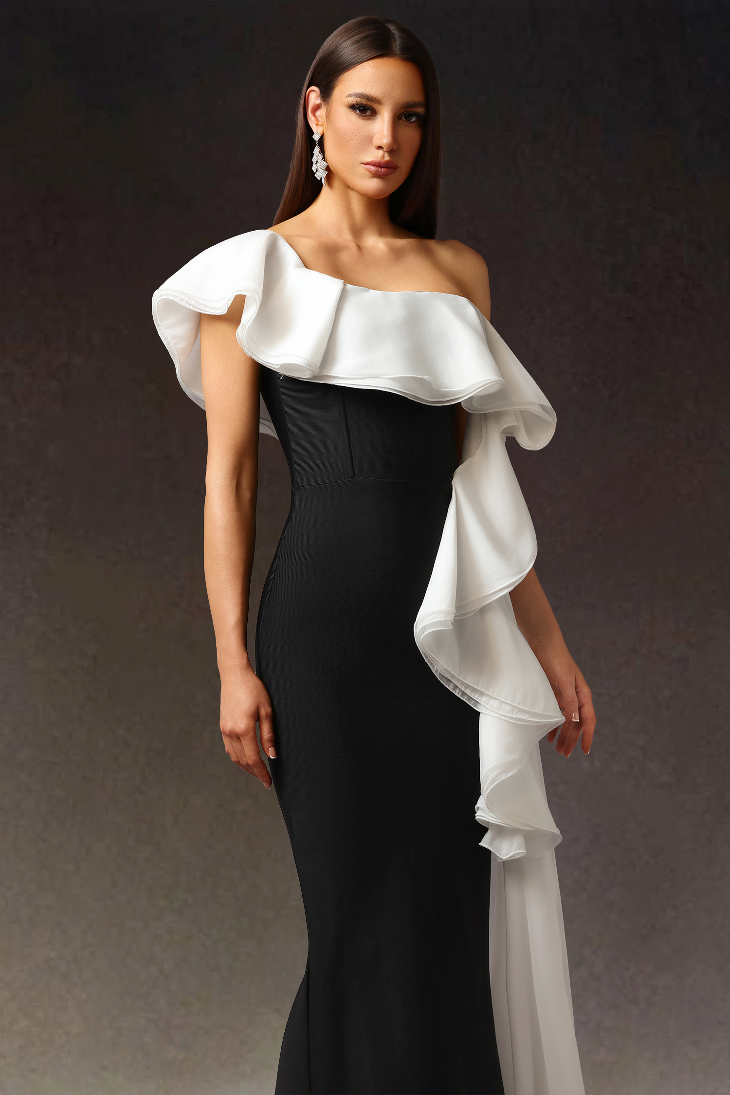 Fifer Sleeveless Off-The-Shoulder Flounce Bandage Maxi Dress