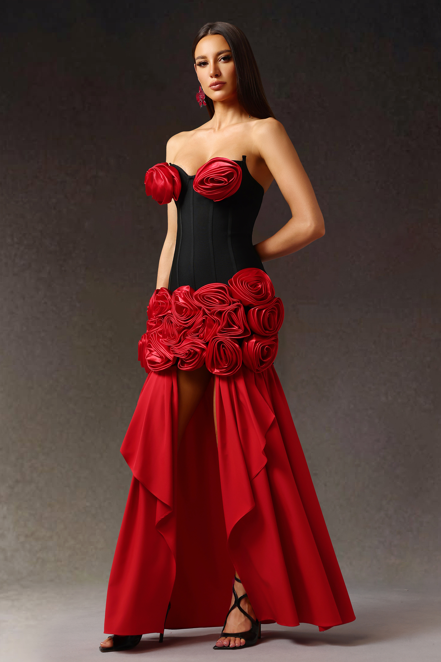 Triasa Sleeveless Flowers Bandage Maxi Dress