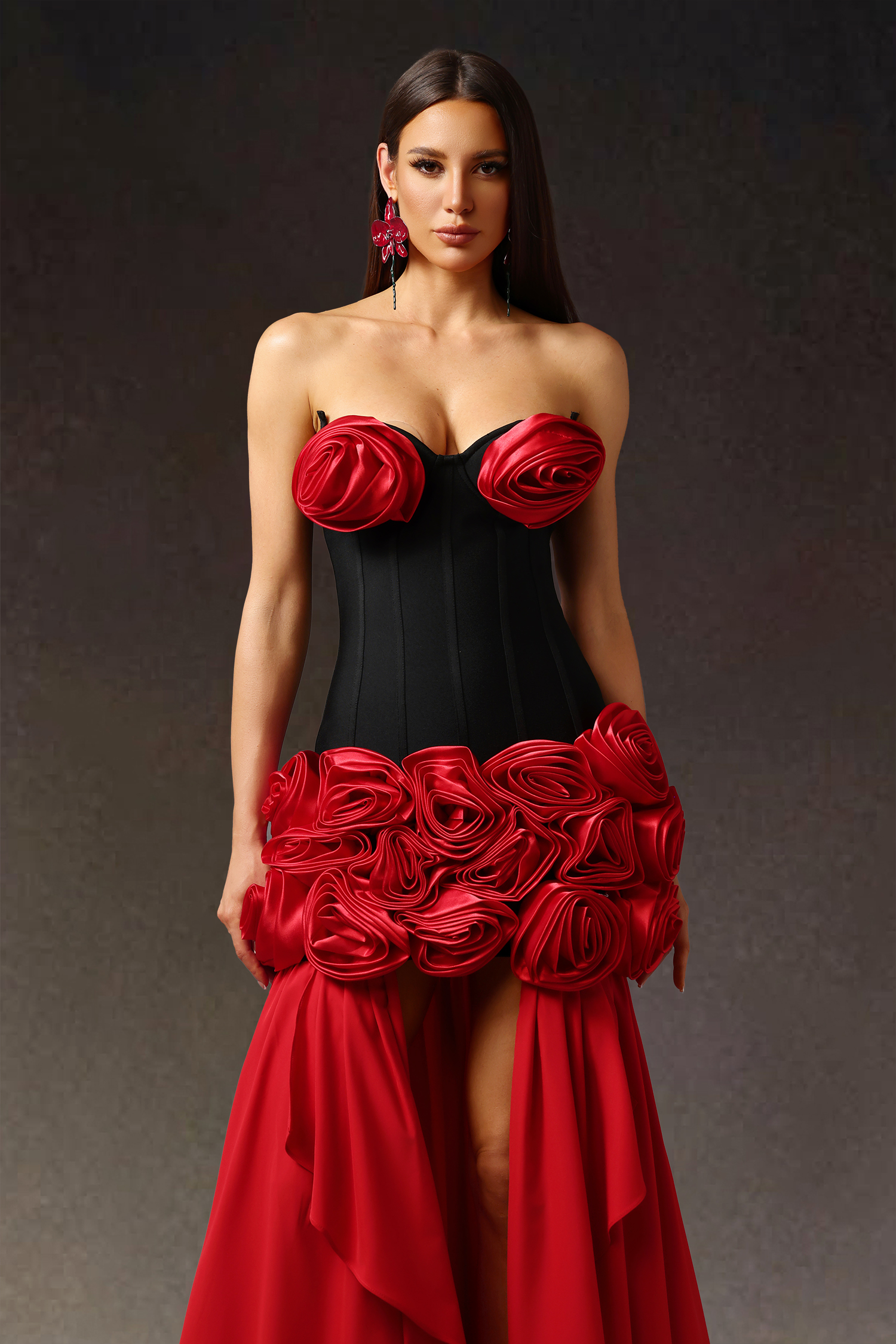 Triasa Sleeveless Flowers Bandage Maxi Dress