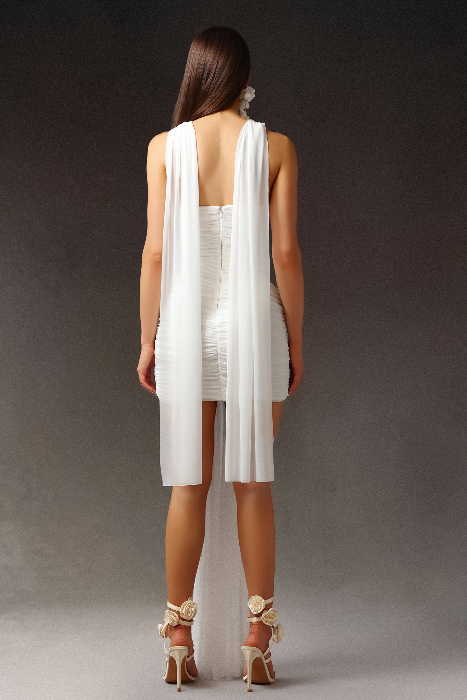 Kawayi Sleeveless Flowers Hollowed Out Mini Dress