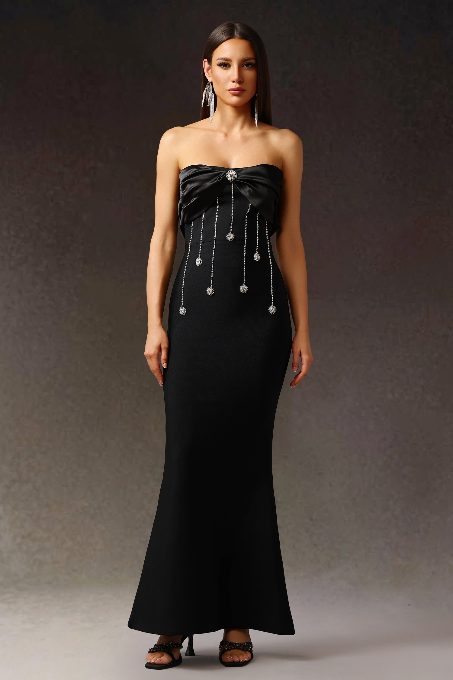 Wanie Sleeveless Diamond Bandage Maxi Dress