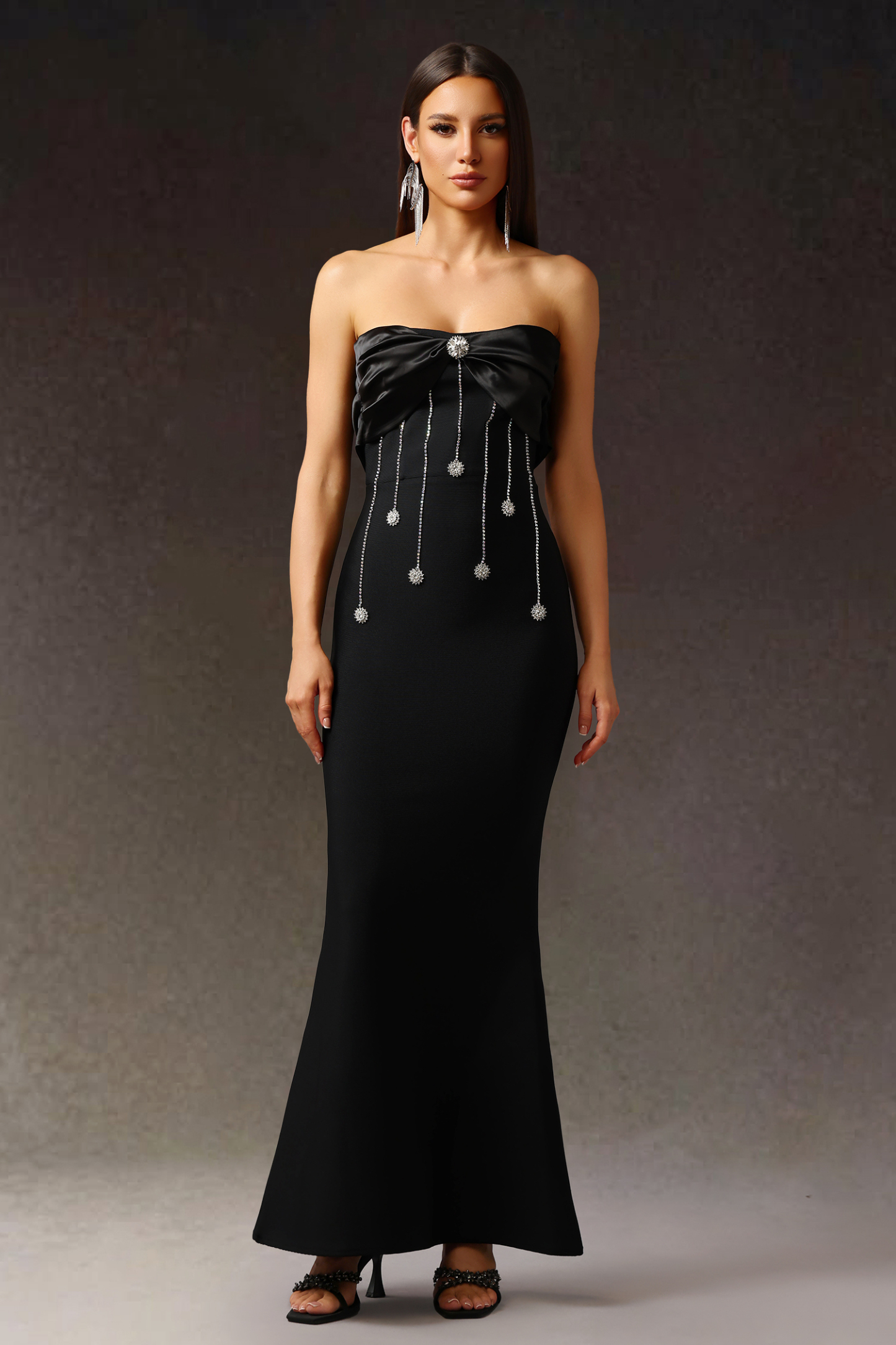 Wanie Sleeveless Diamond Bandage Maxi Dress
