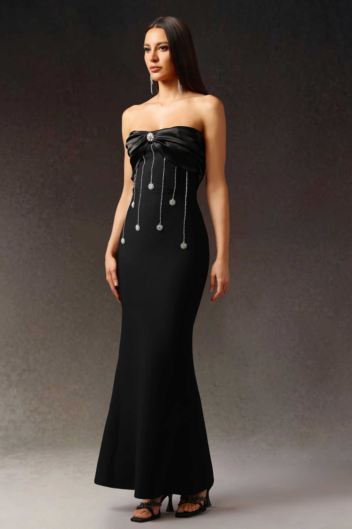 Wanie Sleeveless Diamond Bandage Maxi Dress
