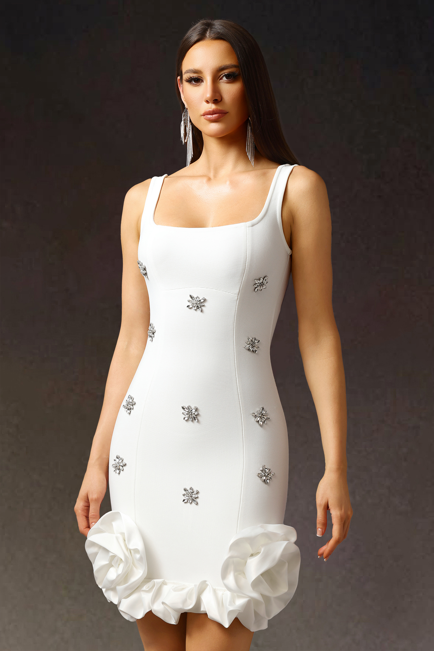 Nomi Sleeveless Diamond Flowers Mini Dress