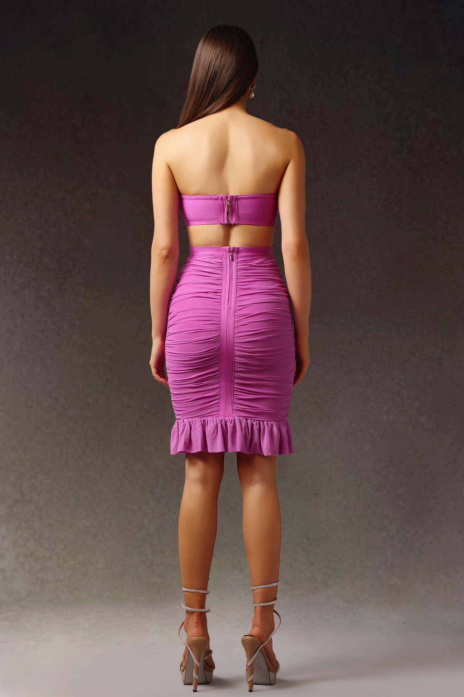Print Sleeveless  Flounce Bandage Mini Dress