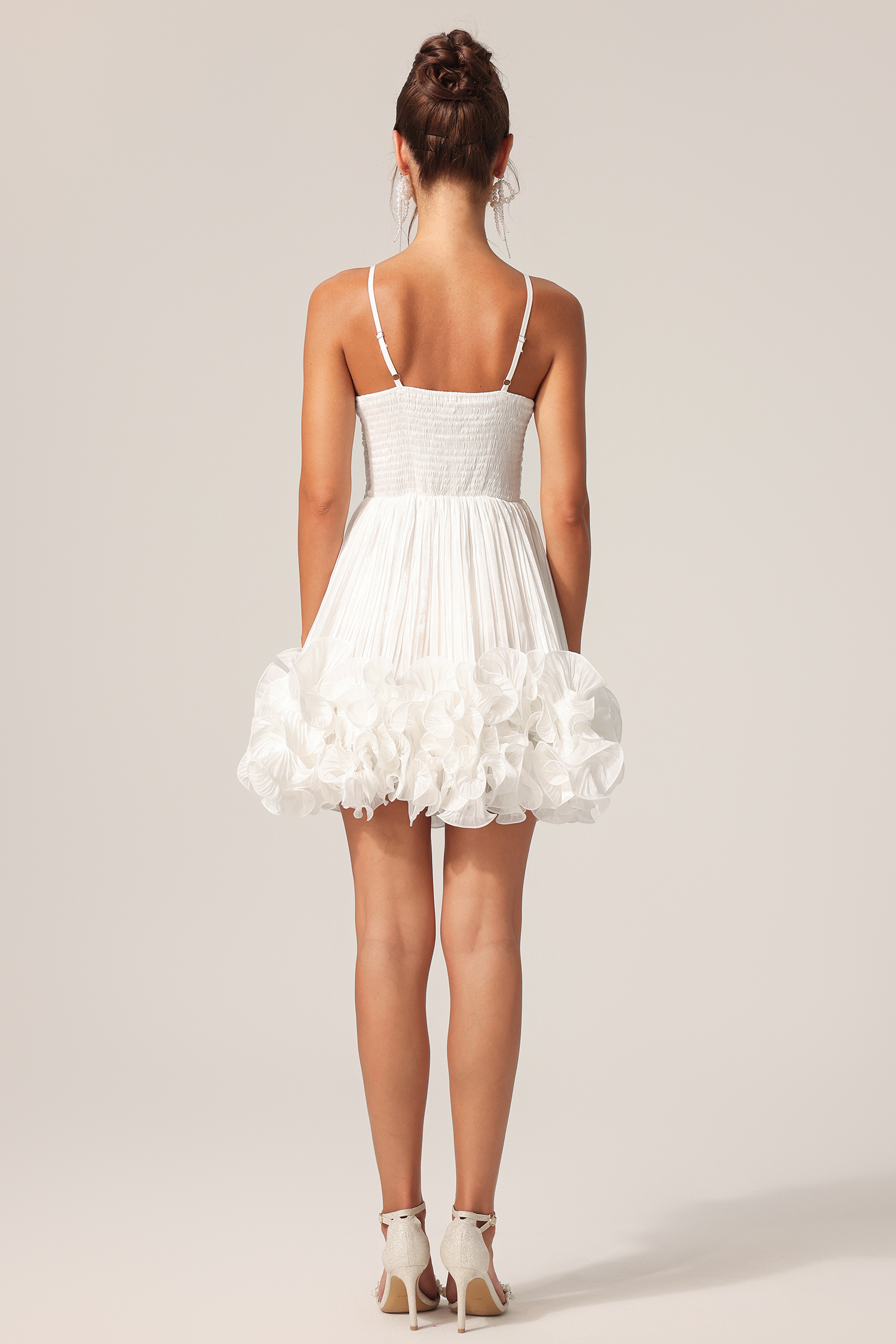 Kelza Halter Flower Folds Mini Dress