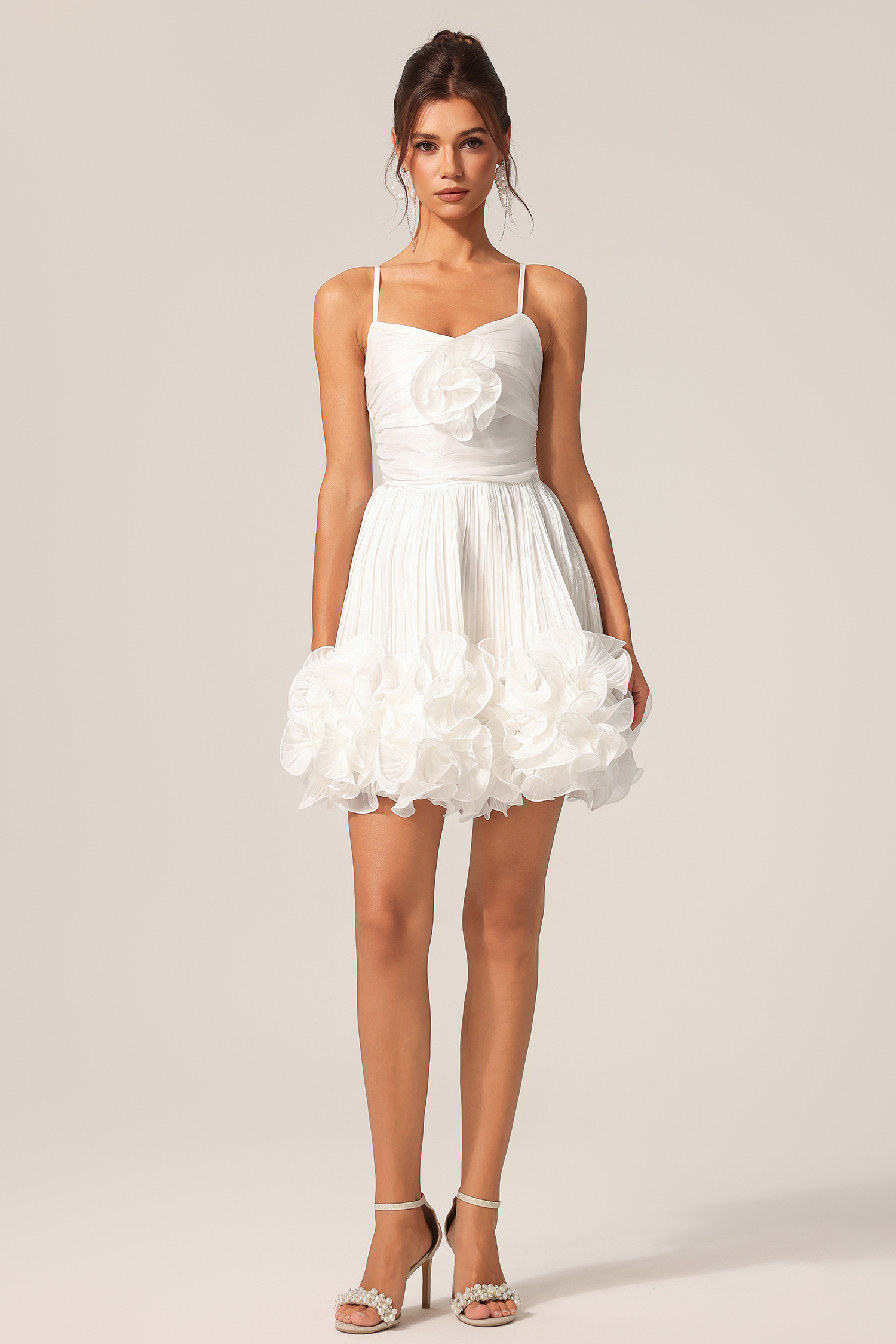 Kelza Halter Flower Folds Mini Dress
