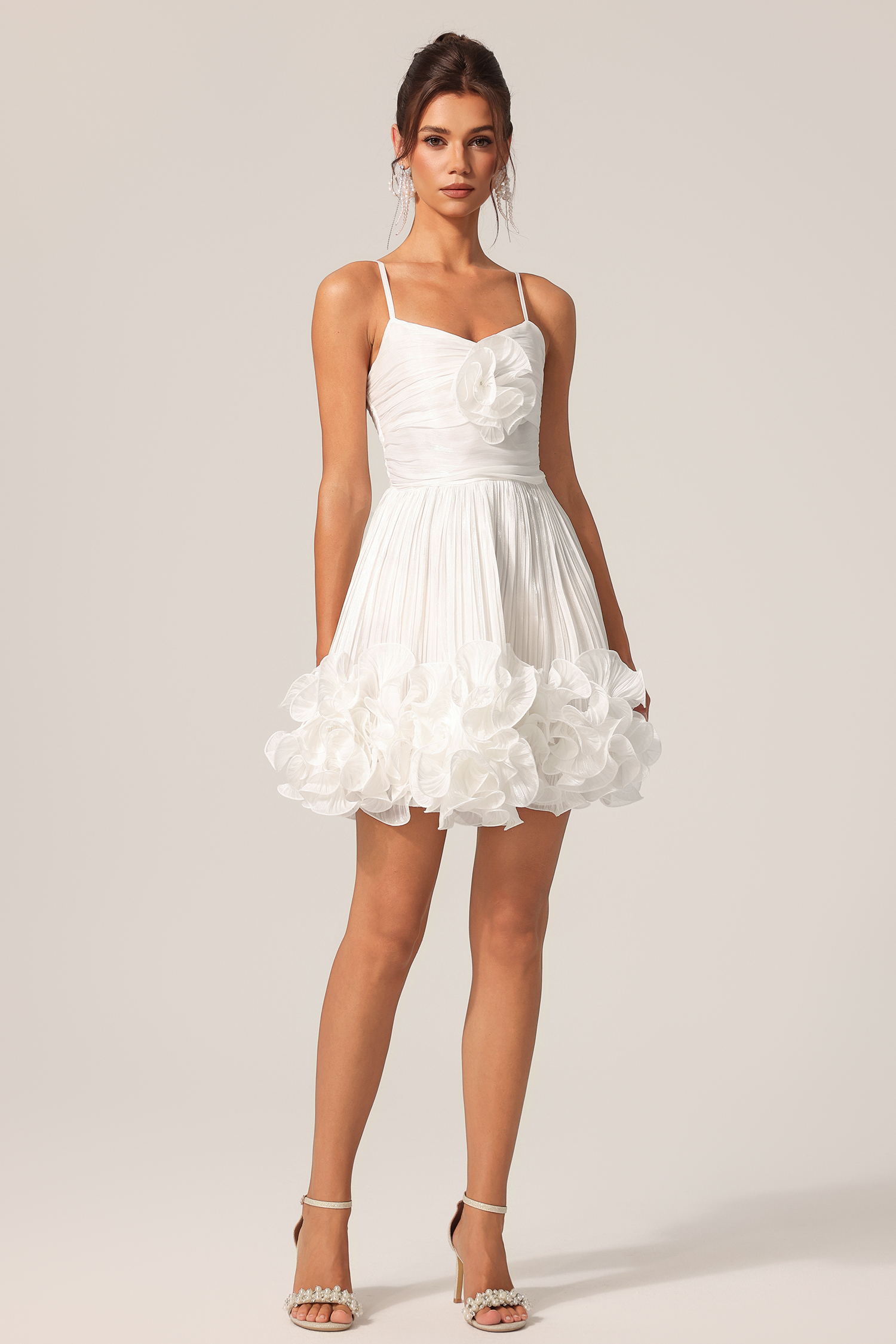 Kelza Halter Flower Folds Mini Dress