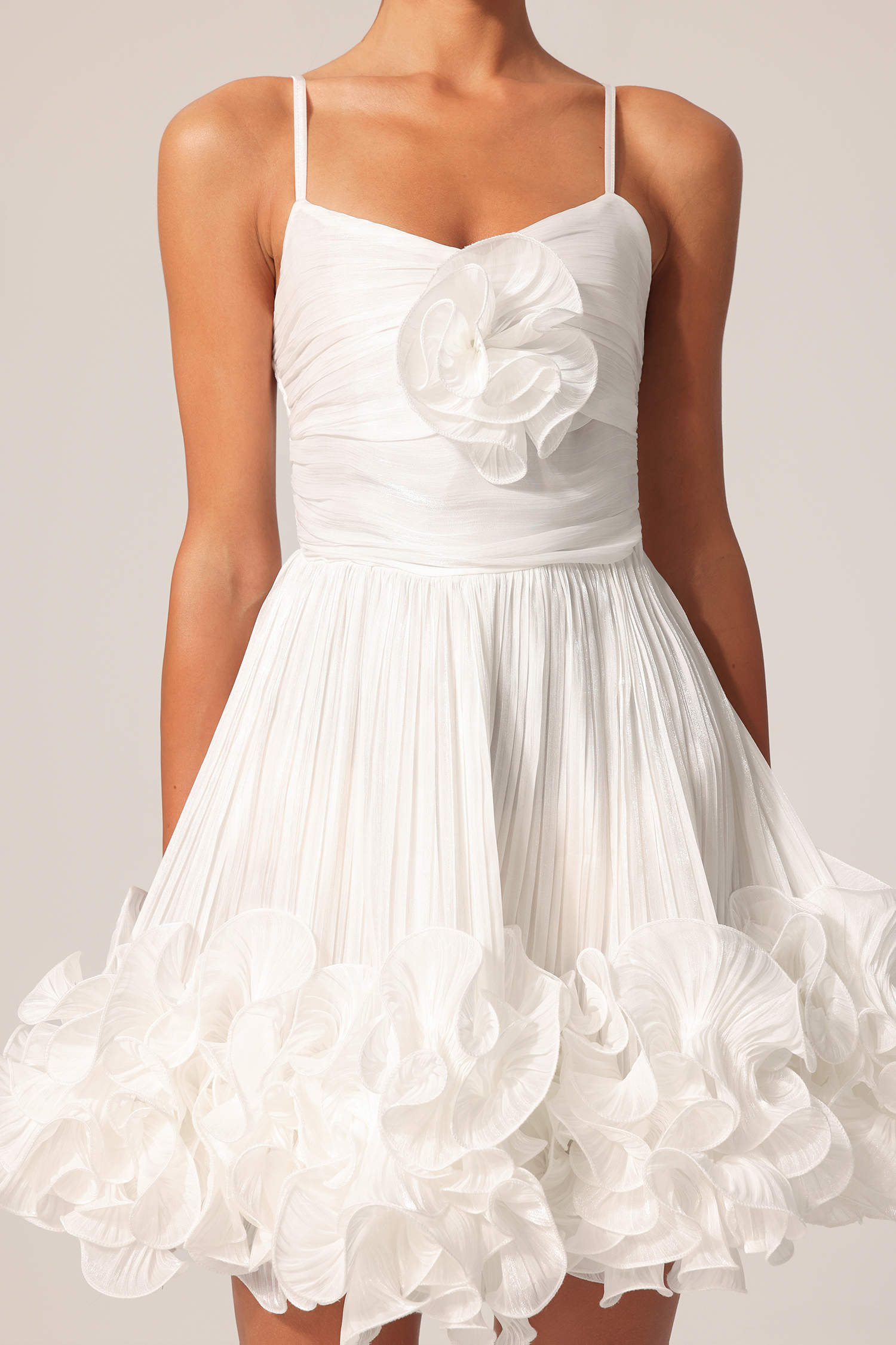 Kelza Halter Flower Folds Mini Dress