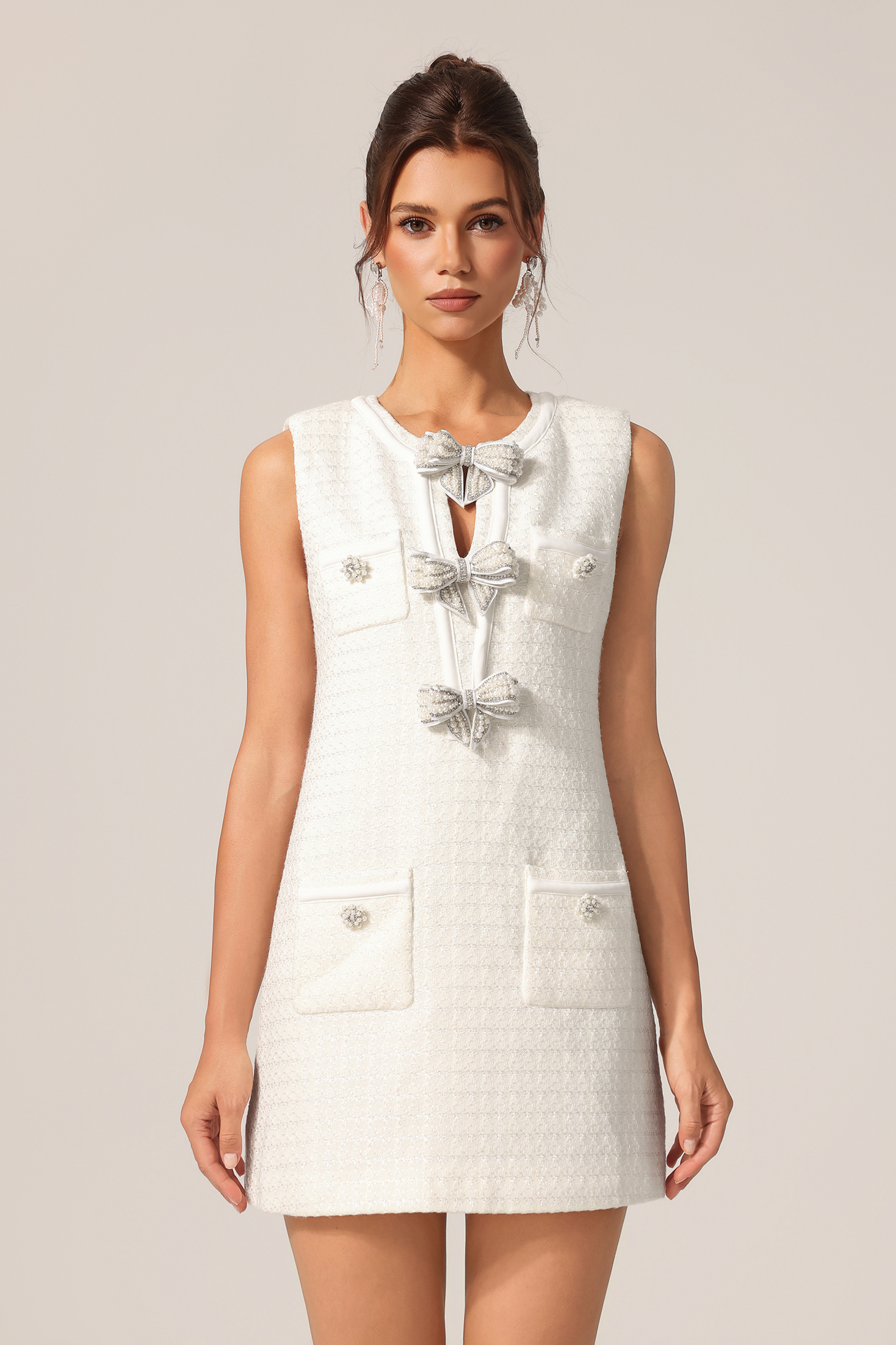 Mishra Sleeveless Diamond Bowknot Mini Dress