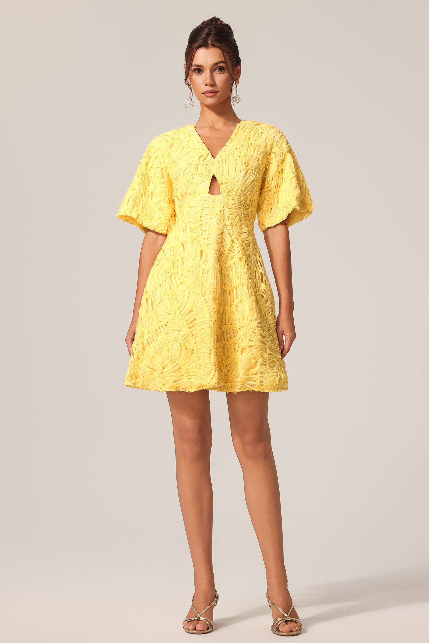 Dotte V-Neck Short Sleeves Mini Dress