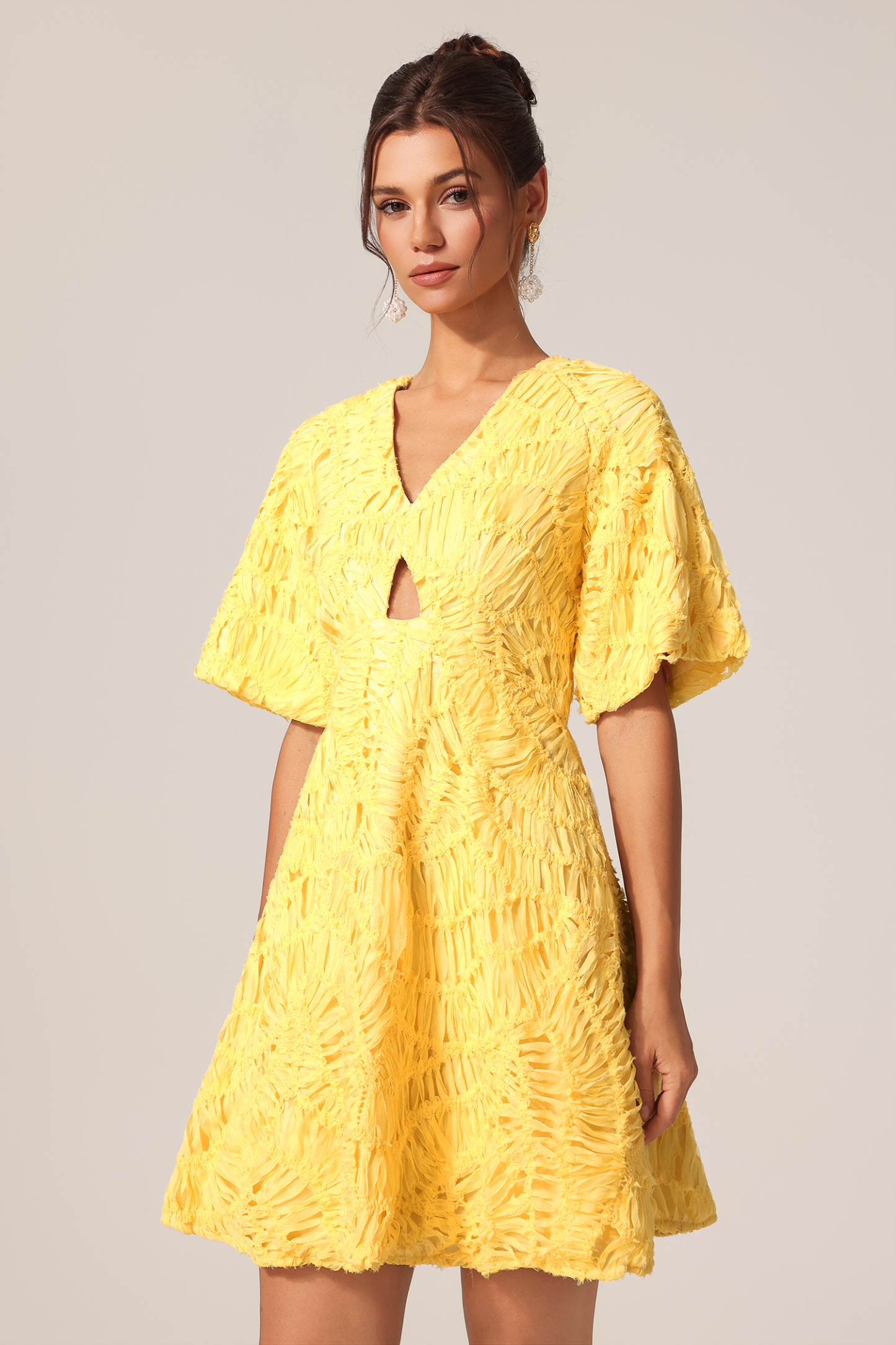 Dotte V-Neck Short Sleeves Mini Dress