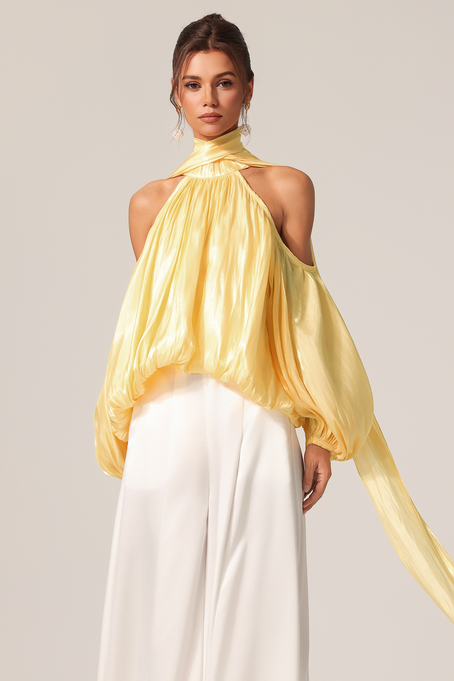 Juno Off-The-Shoulder Long Sleeves Streamer Top