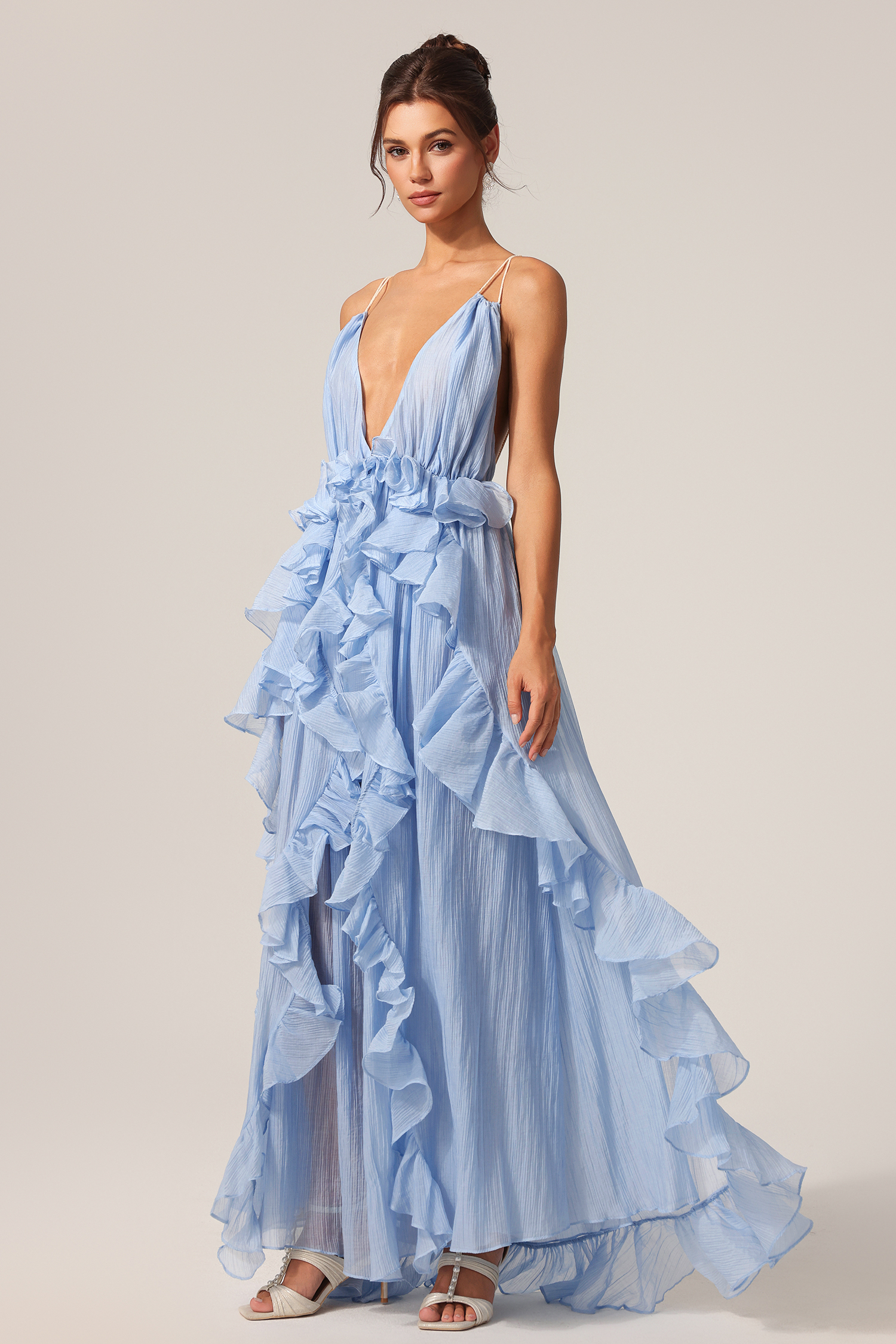 Quincy Sleeveless Backless Folds Maxi Dress