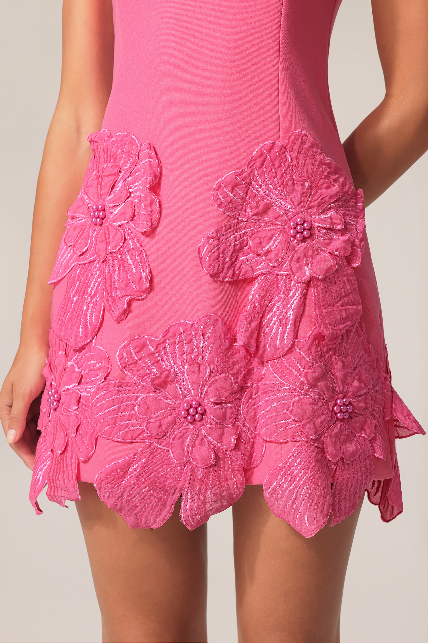 Mona Round Neck Sleeveless Flowers Mini Dress