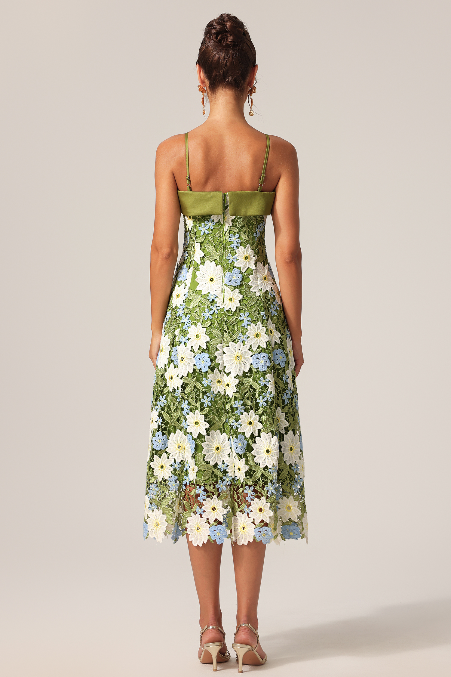 Rojo Halter Flowers Lace Maxi Dress