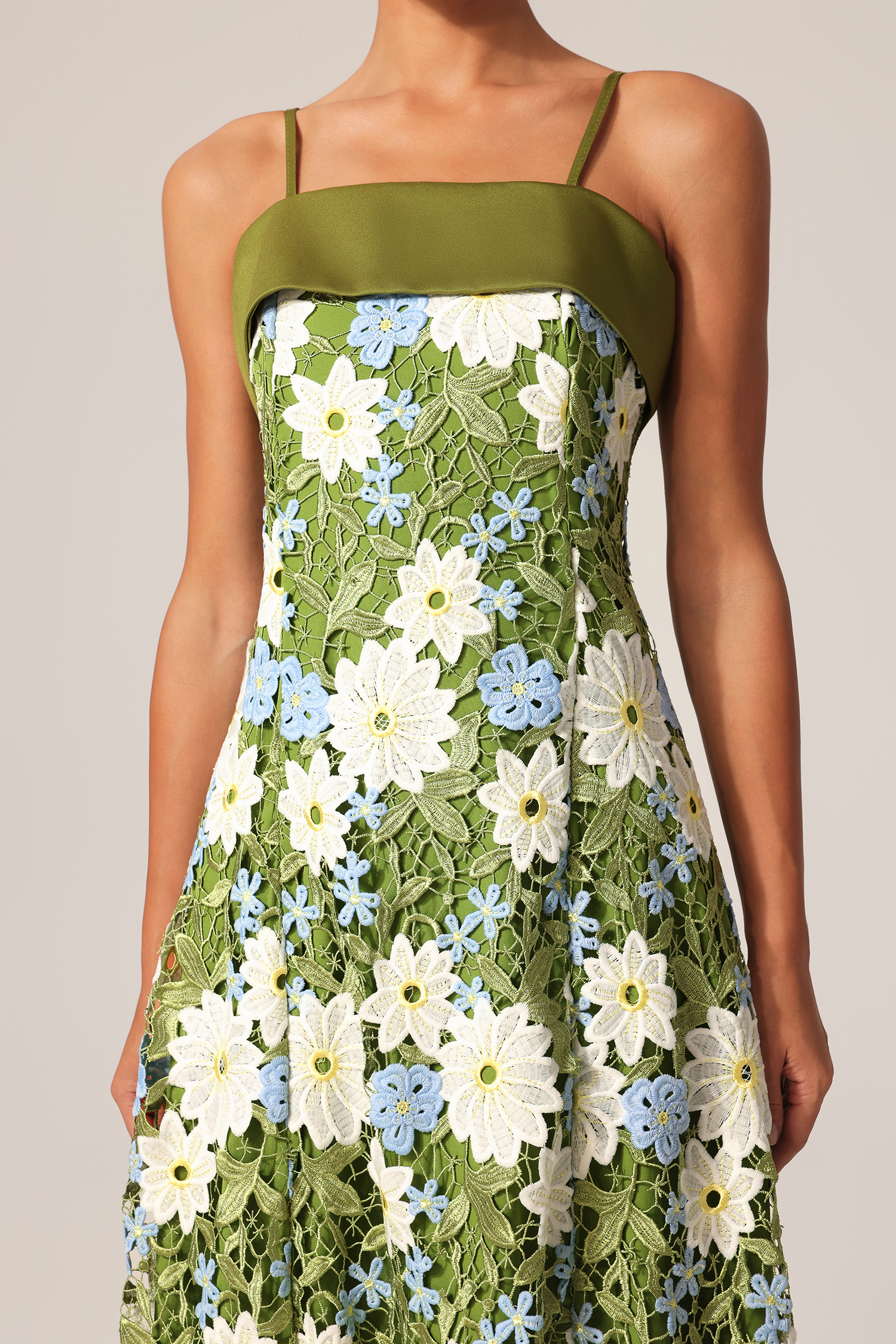 Rojo Halter Flowers Lace Maxi Dress