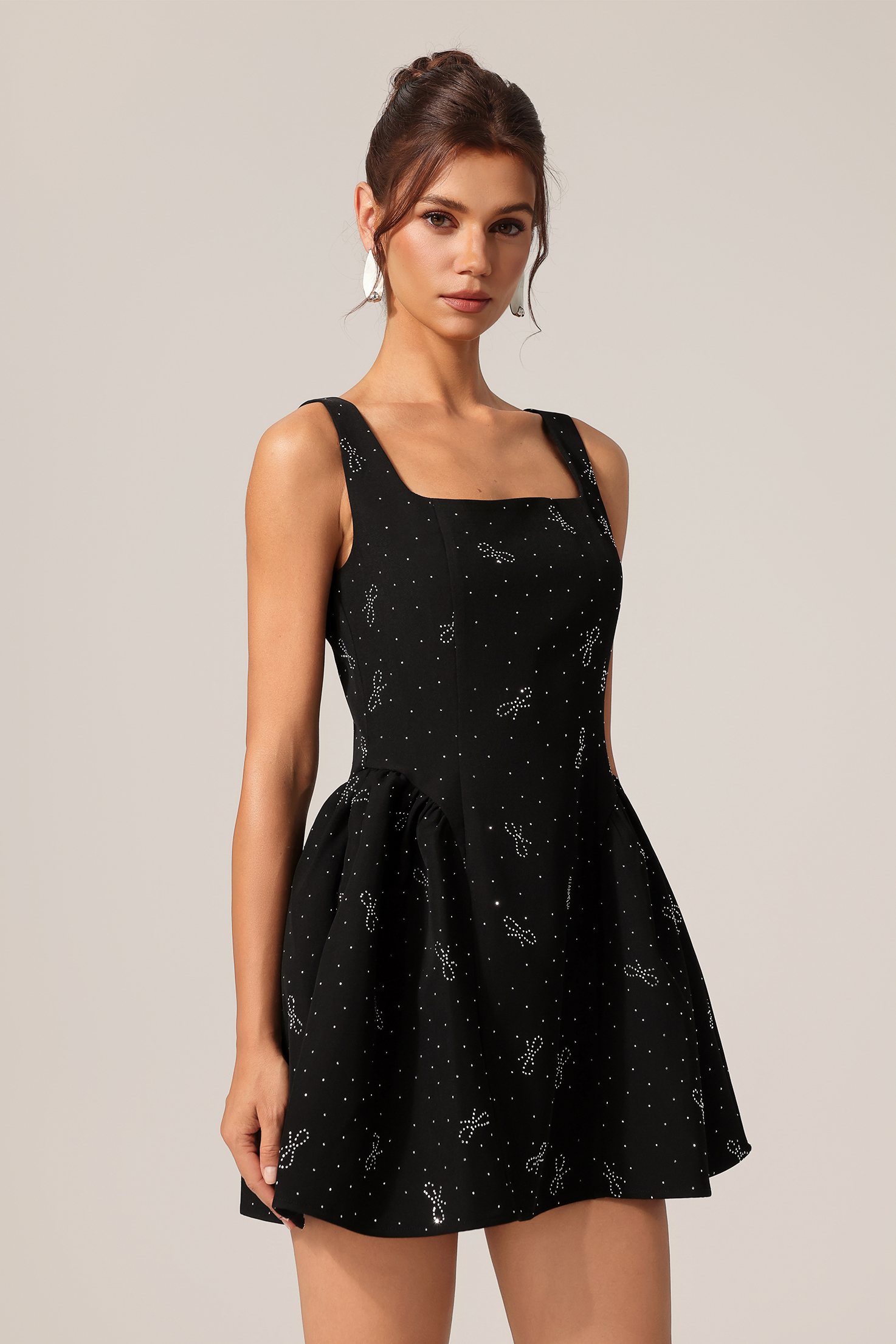 Hooded Halter Diamond Mini Dress