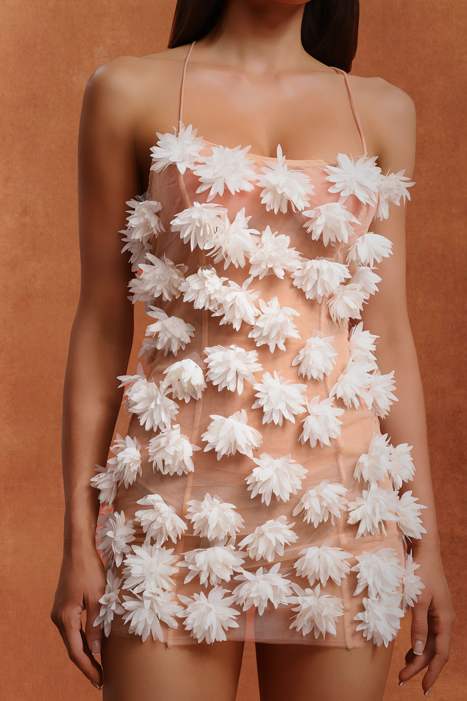 Tove Sleeveless Flowers Backless Mini Dress