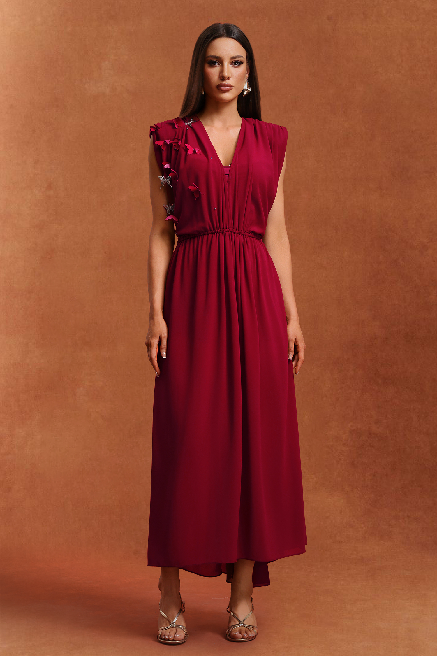 Wyomia Sleeveless V-Neck Butterfly Fold Maxi Two Piece Set