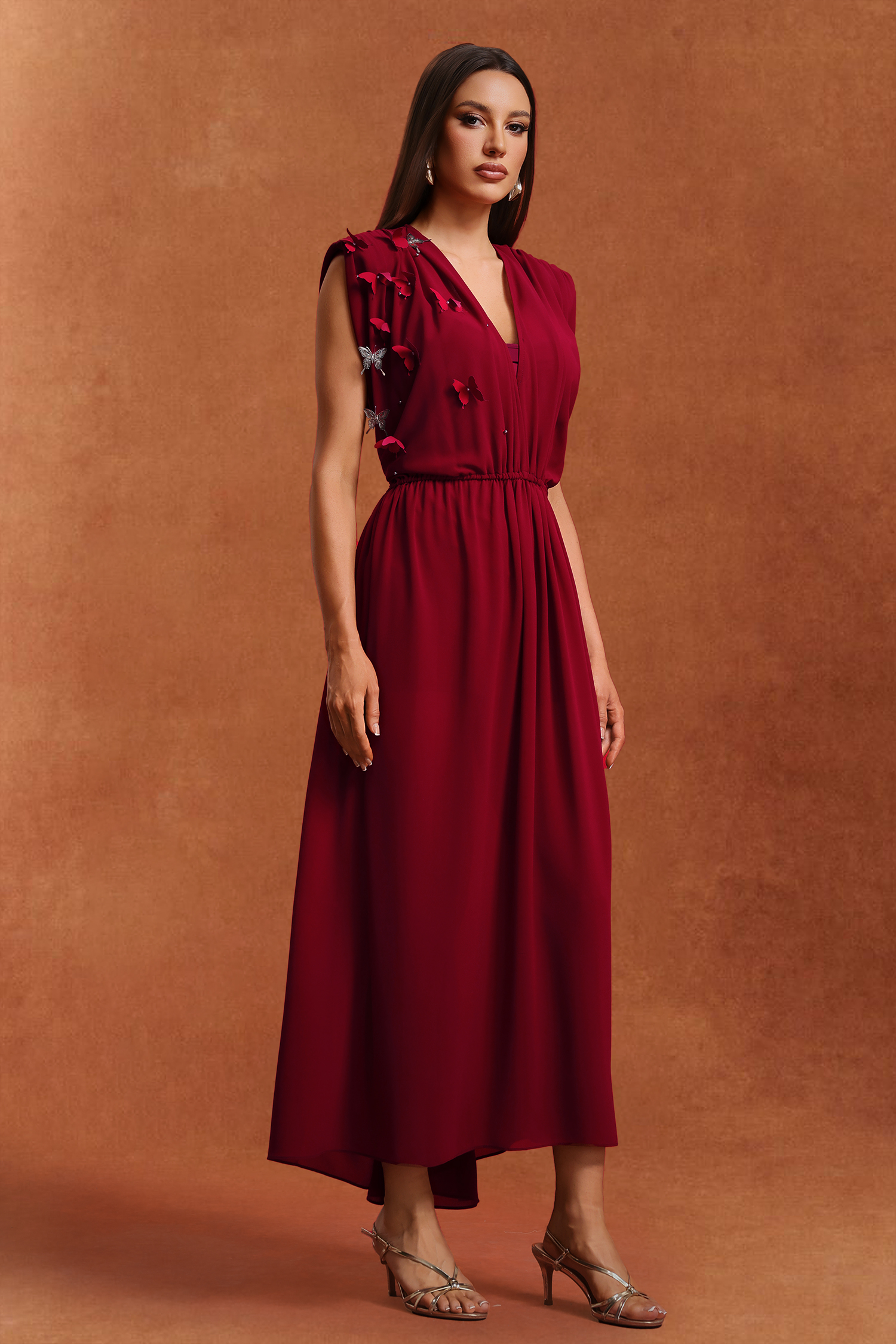 Wyomia Sleeveless V-Neck Butterfly Fold Maxi Two Piece Set