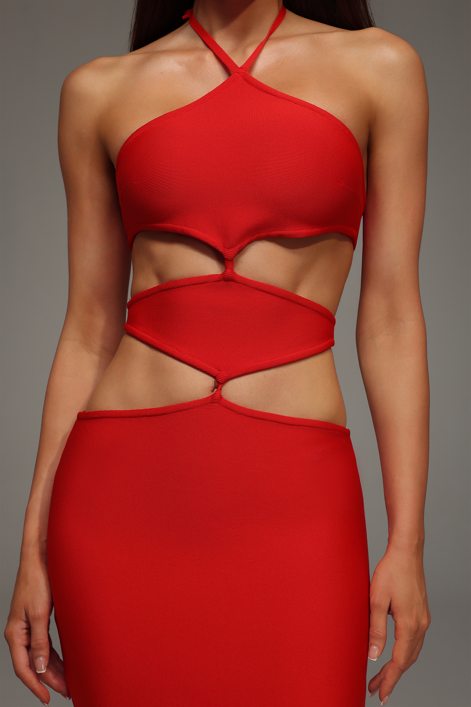 Tini Halter Sleeveless Hollowed out Bandage Maxi Dress